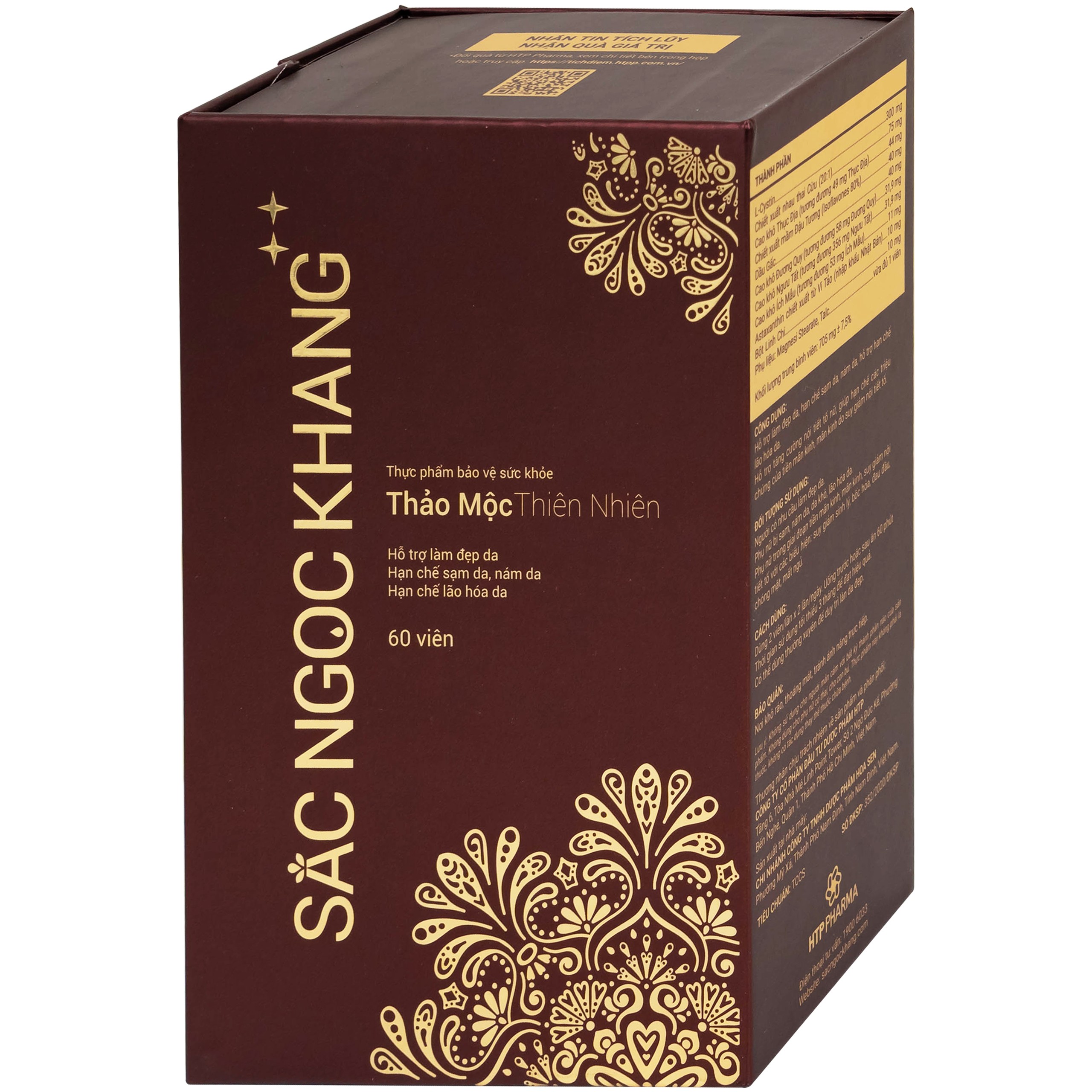 Viên uống hỗ trợ làm đẹp da, hạn chế sạm da, nám da, tăng cường nội tiết tố nữ Sắc Ngọc Khang++ (60 viên)