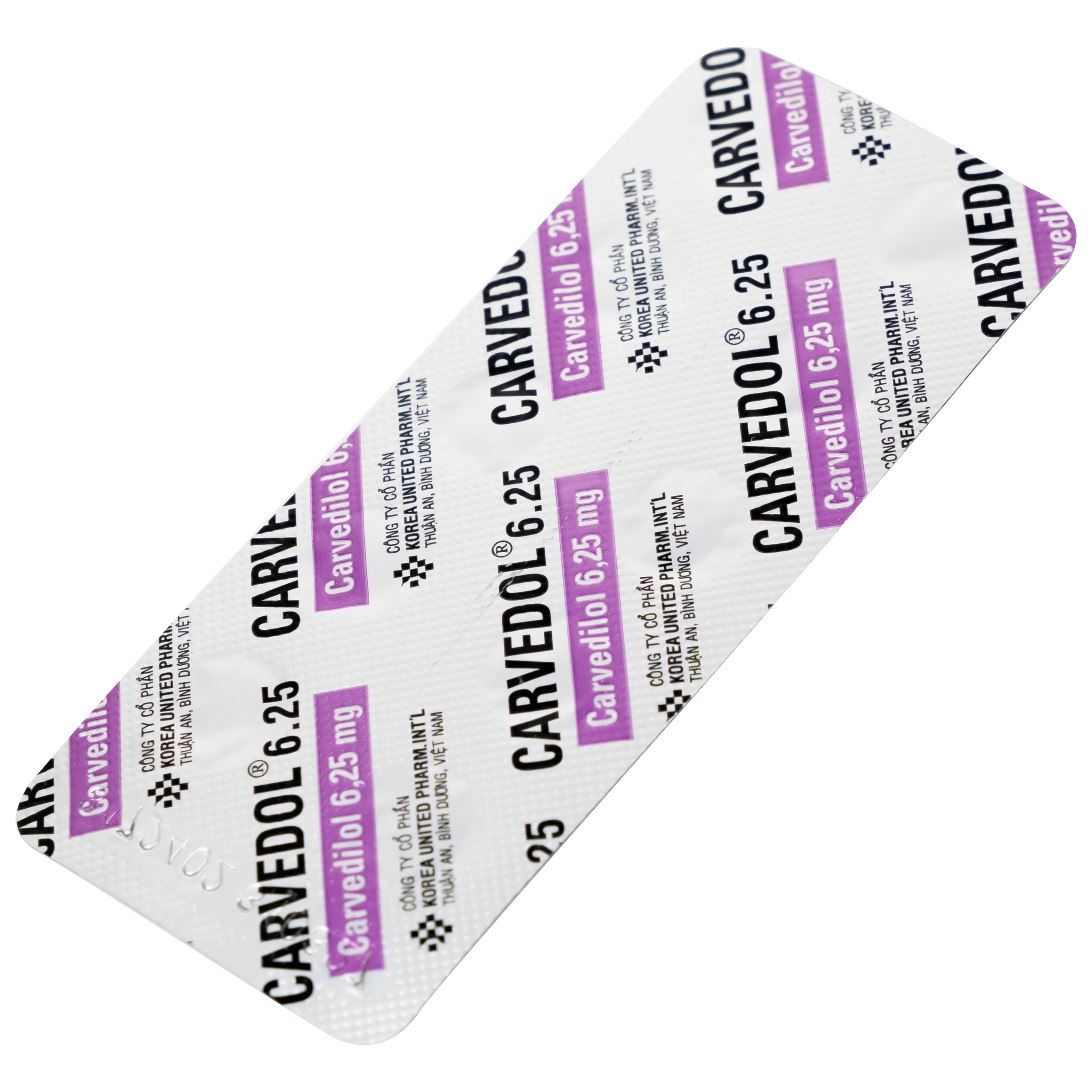Thuốc Carvedol 6.25 United điều trị tăng huyết áp, bệnh mạch vành (10 vỉ x 10 viên)