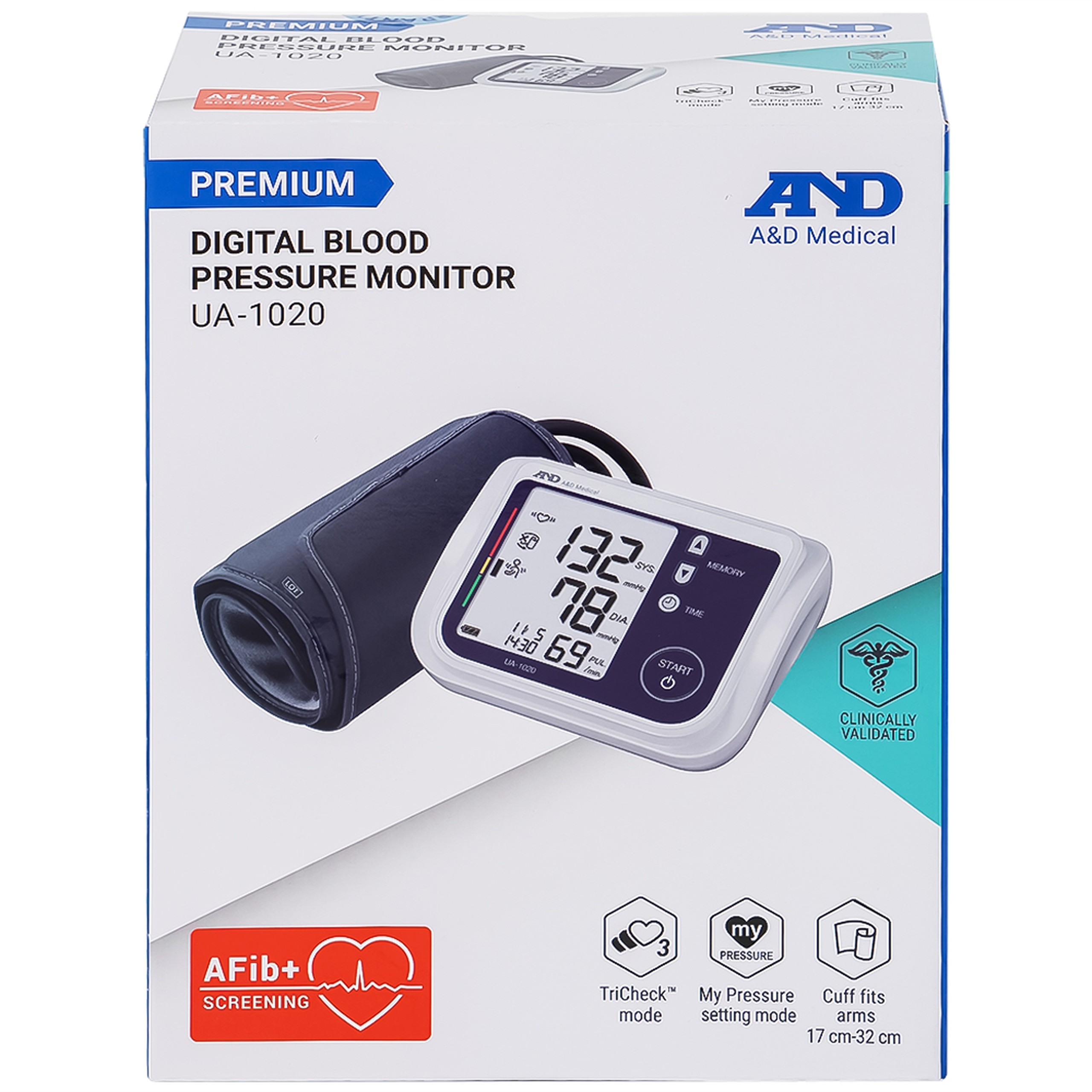 Máy đo huyết áp bắp tay AND UA-1020 Afib hỗ trợ đo huyết áp, cảnh báo đột quỵ