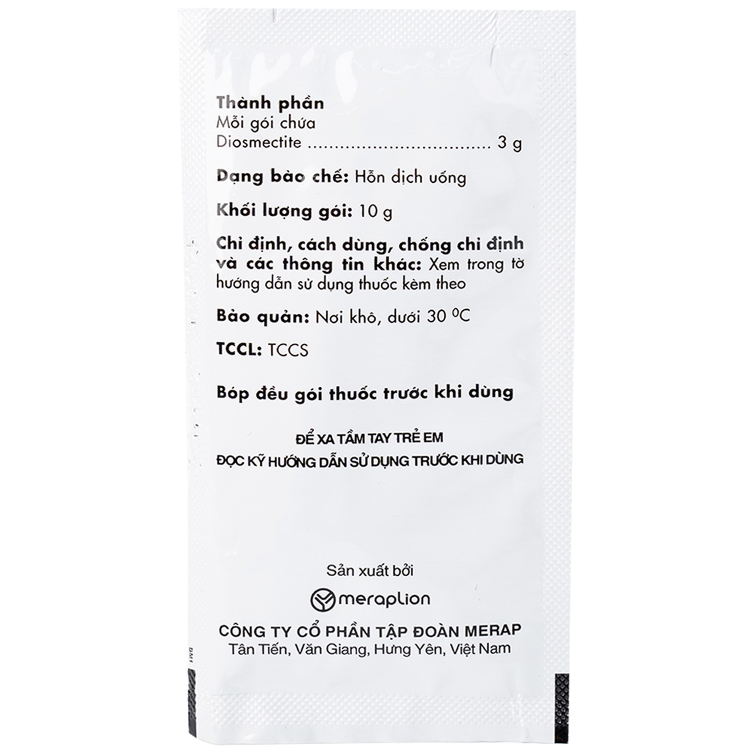 Thuốc Diobysta Merap điều trị tiêu chảy cấp và mạn (12 gói)