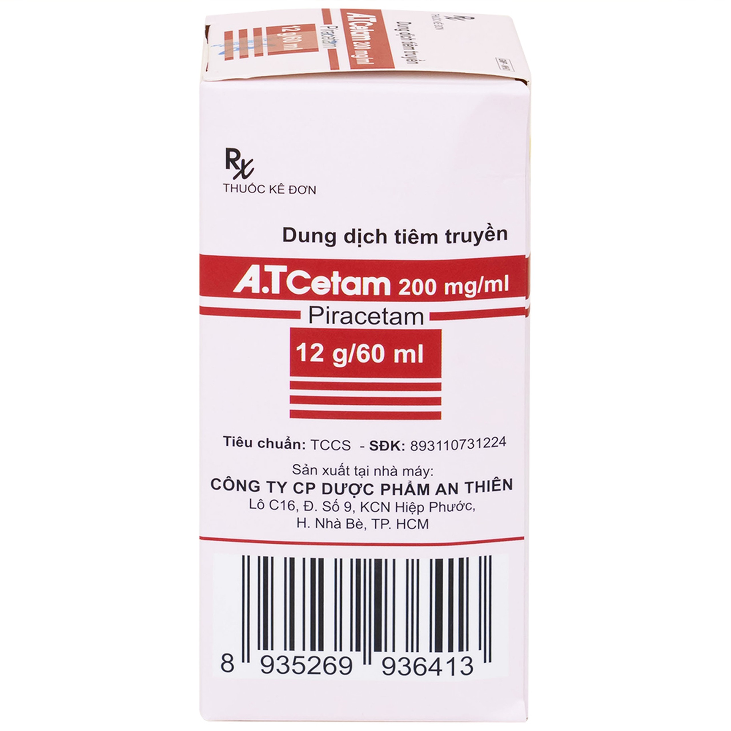 Dung dịch tiêm truyền A.T Cetam 200mg/ml An Thiên điều trị triệu chứng của hội chứng tâm thần (60ml)