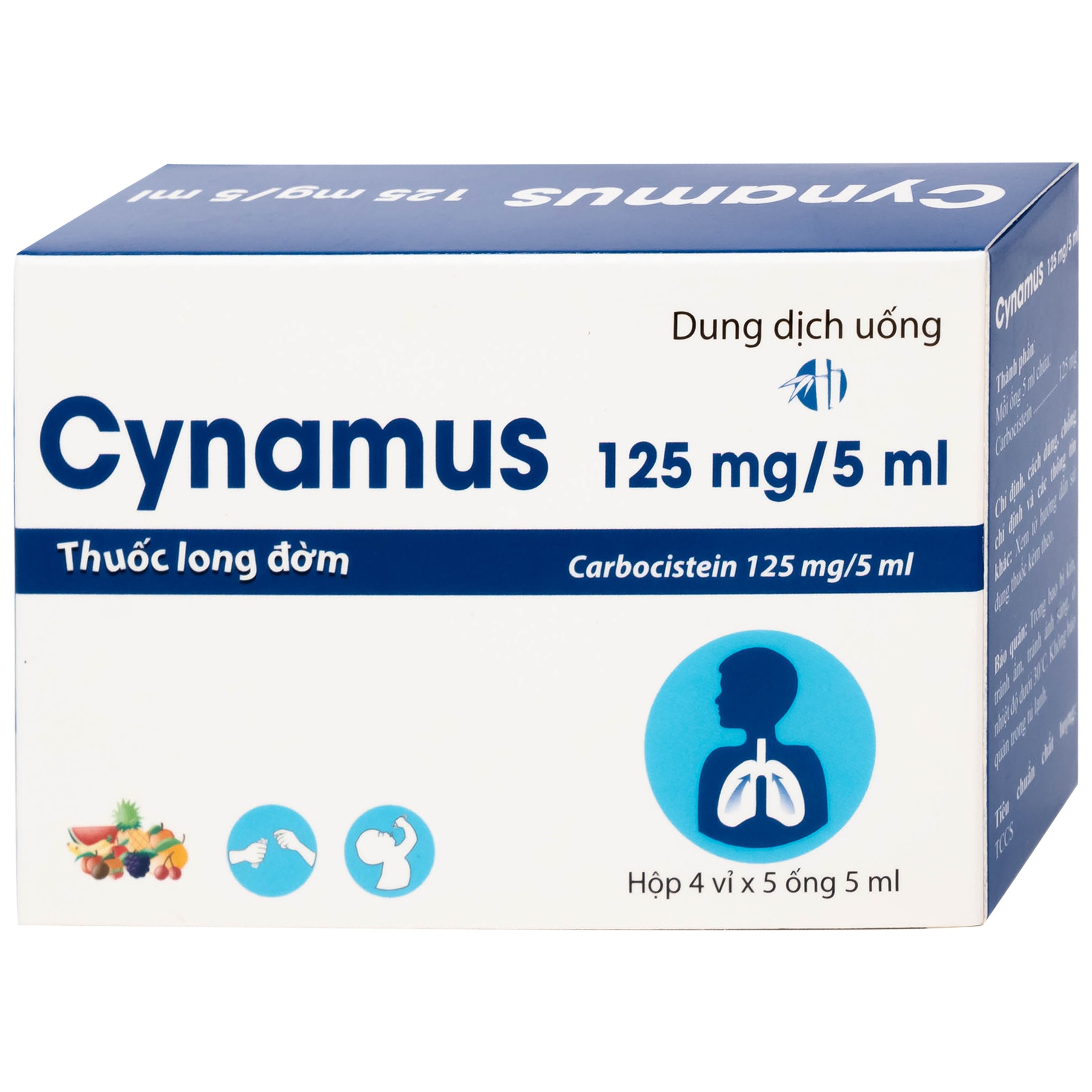 Dung dịch uống Cynamus 125mg/5ml CPC1HN dùng khi ho có đàm, tăng tiết nhiều đàm (4 vỉ x 5 ống)