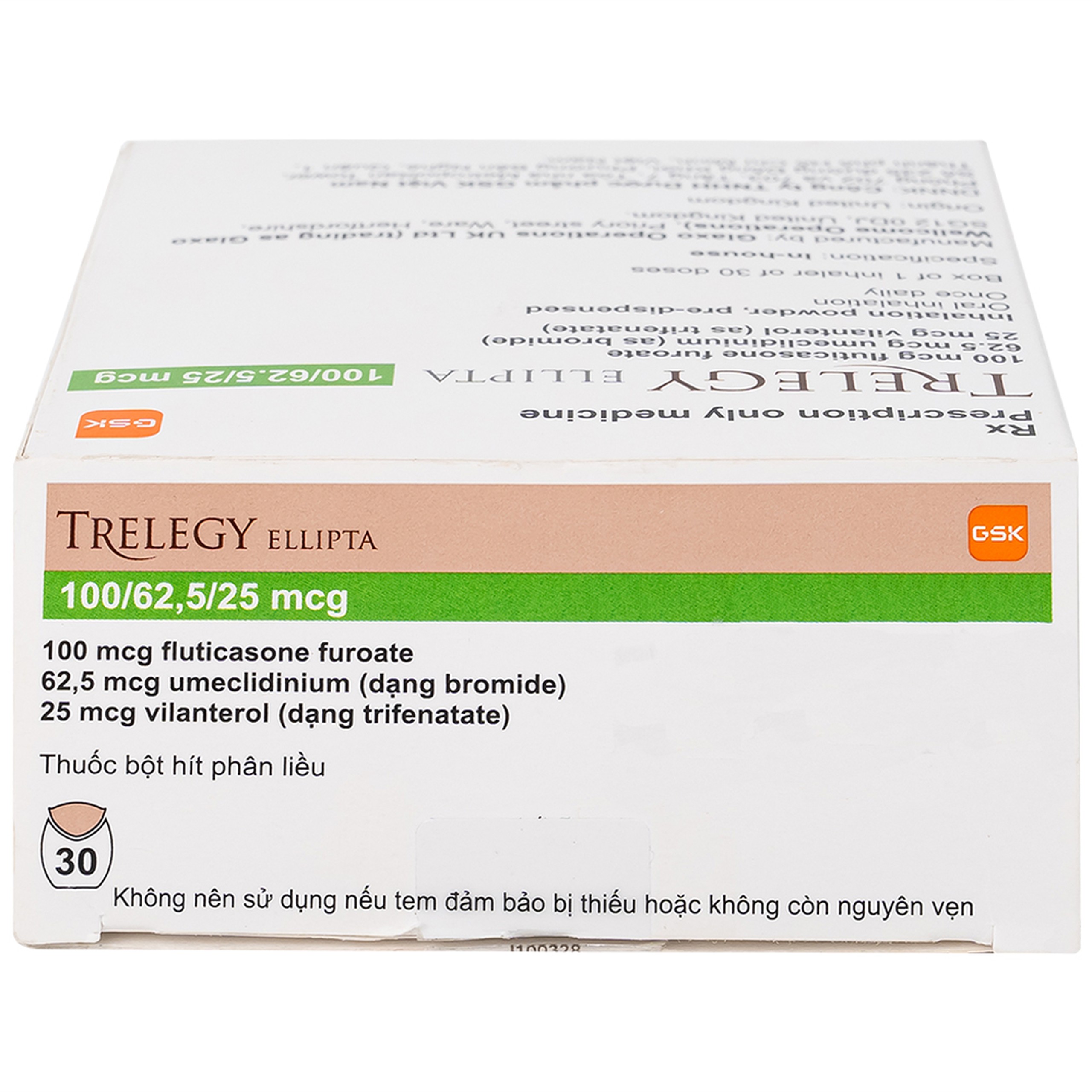 Thuốc bột hít phân liều Trelegy Ellipta GSK điều trị bệnh phổi tắc nghẽn mãn tính (30 liều hít)