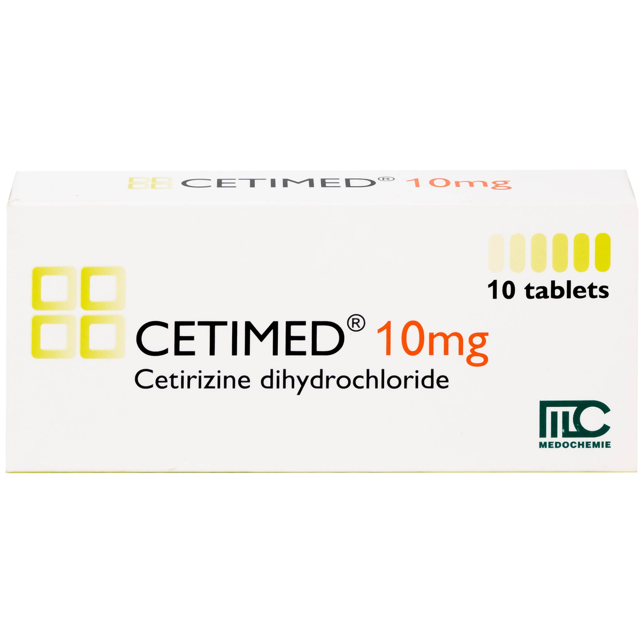 Thuốc Cetimed 10mg Medochemie điều trị triệu chứng viêm mũi dị ứng (1 vỉ x 10 viên)