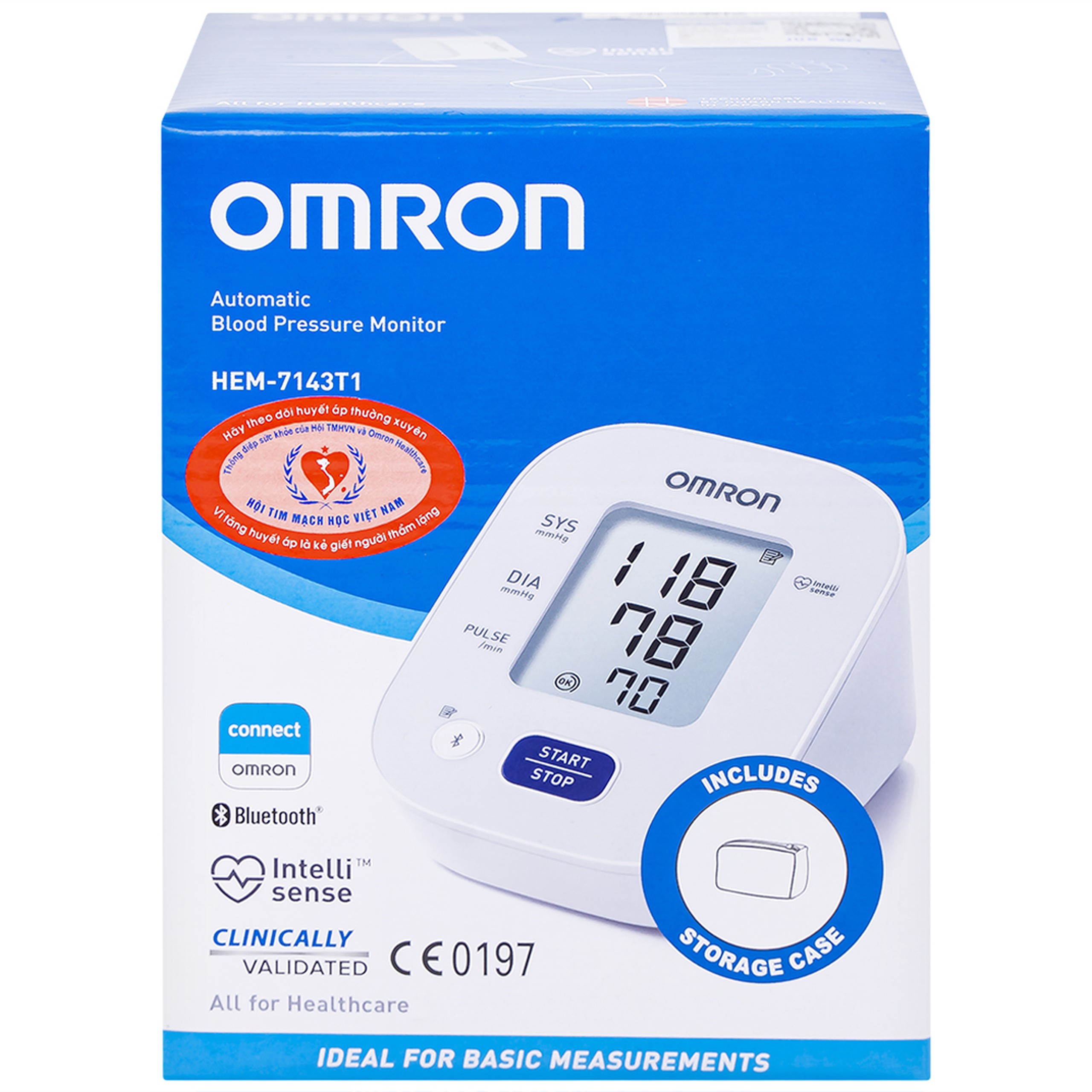 Máy đo huyết áp bắp tay Omron HEM 7143T1 hỗ trợ đo huyết áp, nhịp tim