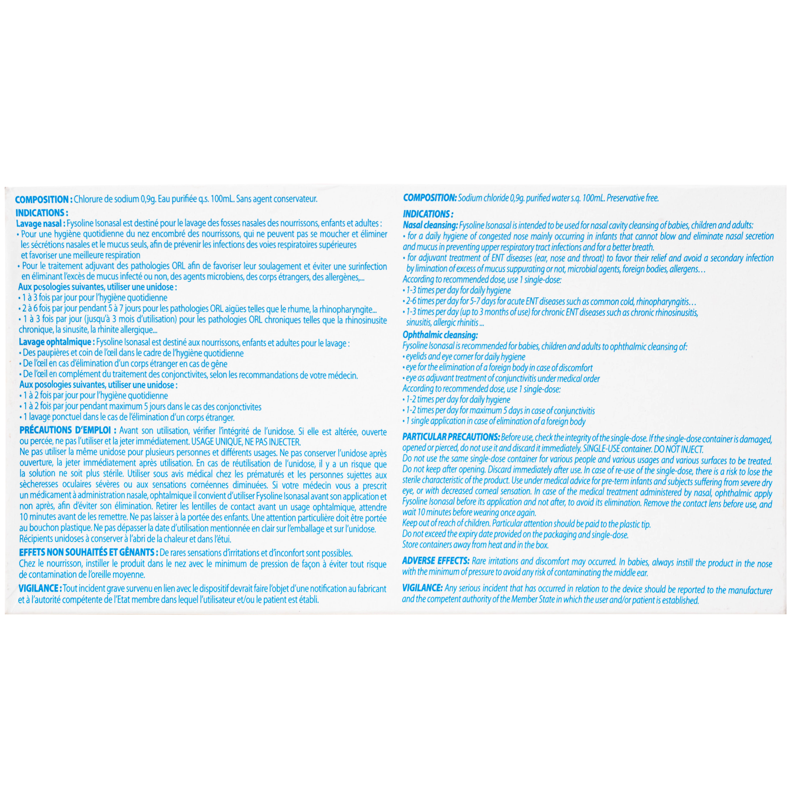 Nước muối sinh lý Fysoline Isotonique đẳng trương (40 ống x 5ml) giúp vệ sinh mắt mũi hàng ngày