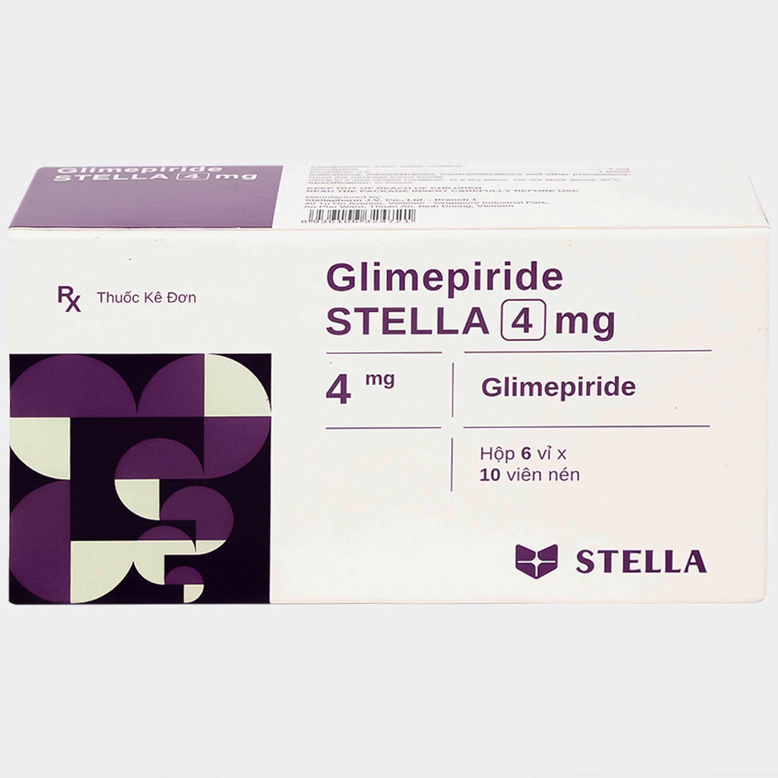 Thuốc Glimepiride 4mg Stella Pharm giảm đường huyết cho bệnh đái tháo đường típ 2 (6 vỉ x 10 viên)