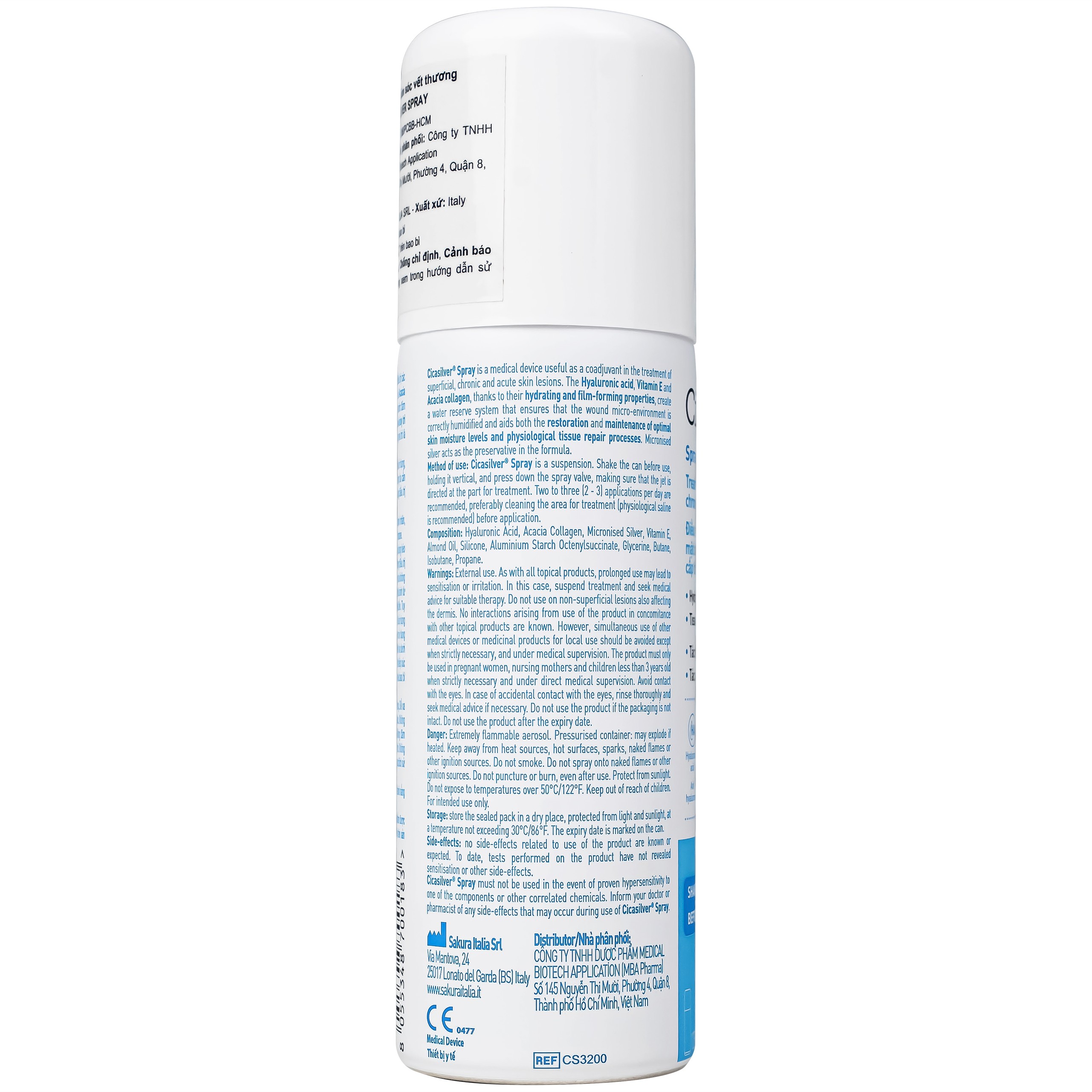 Xịt phủ vết thương, vết bỏng Cicasilver Spray 125ml giúp bảo vệ làm lành vết thương