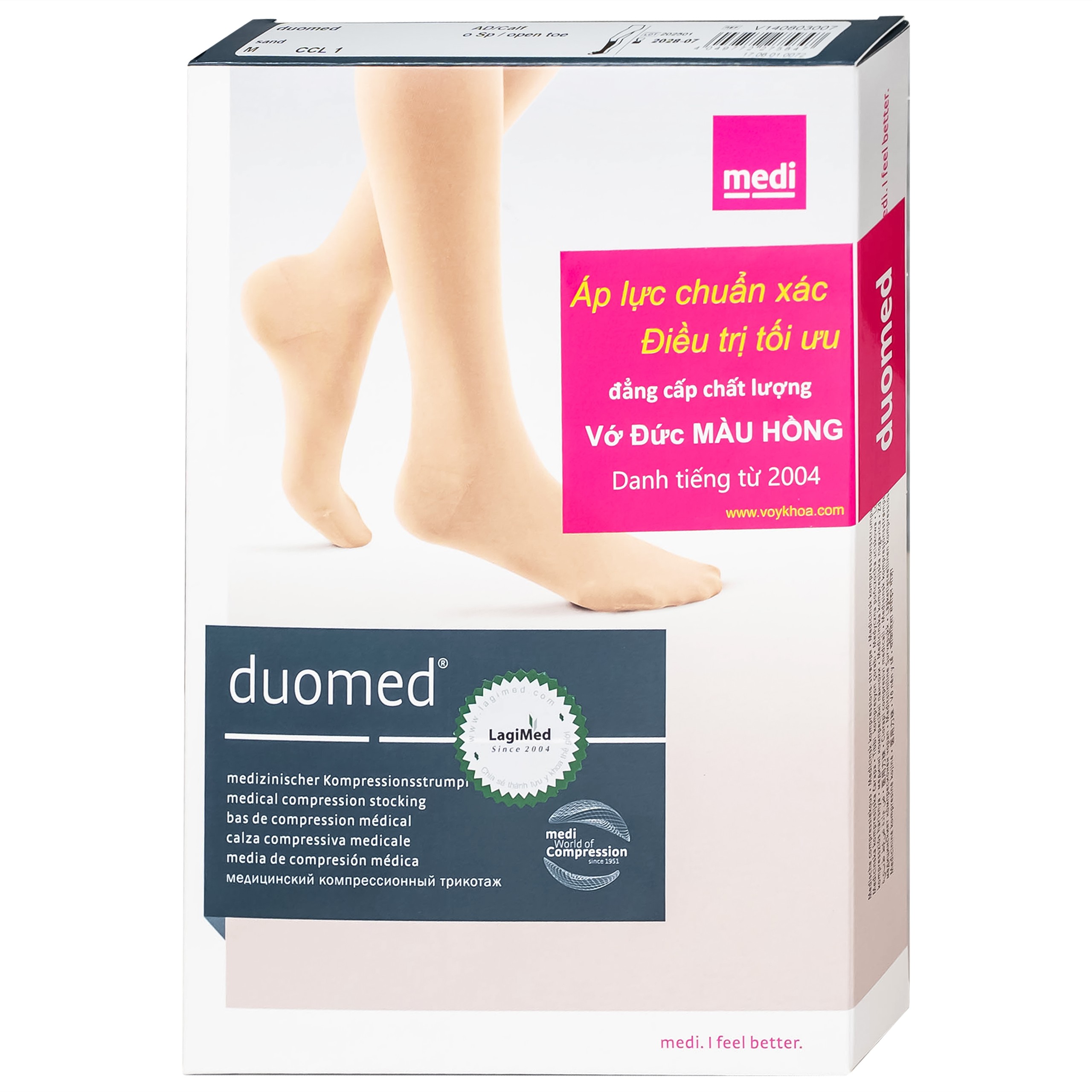 Vớ gối y khoa Duomed size M hỗ trợ điều trị suy tĩnh mạch, phù chân, đau nhức chân
