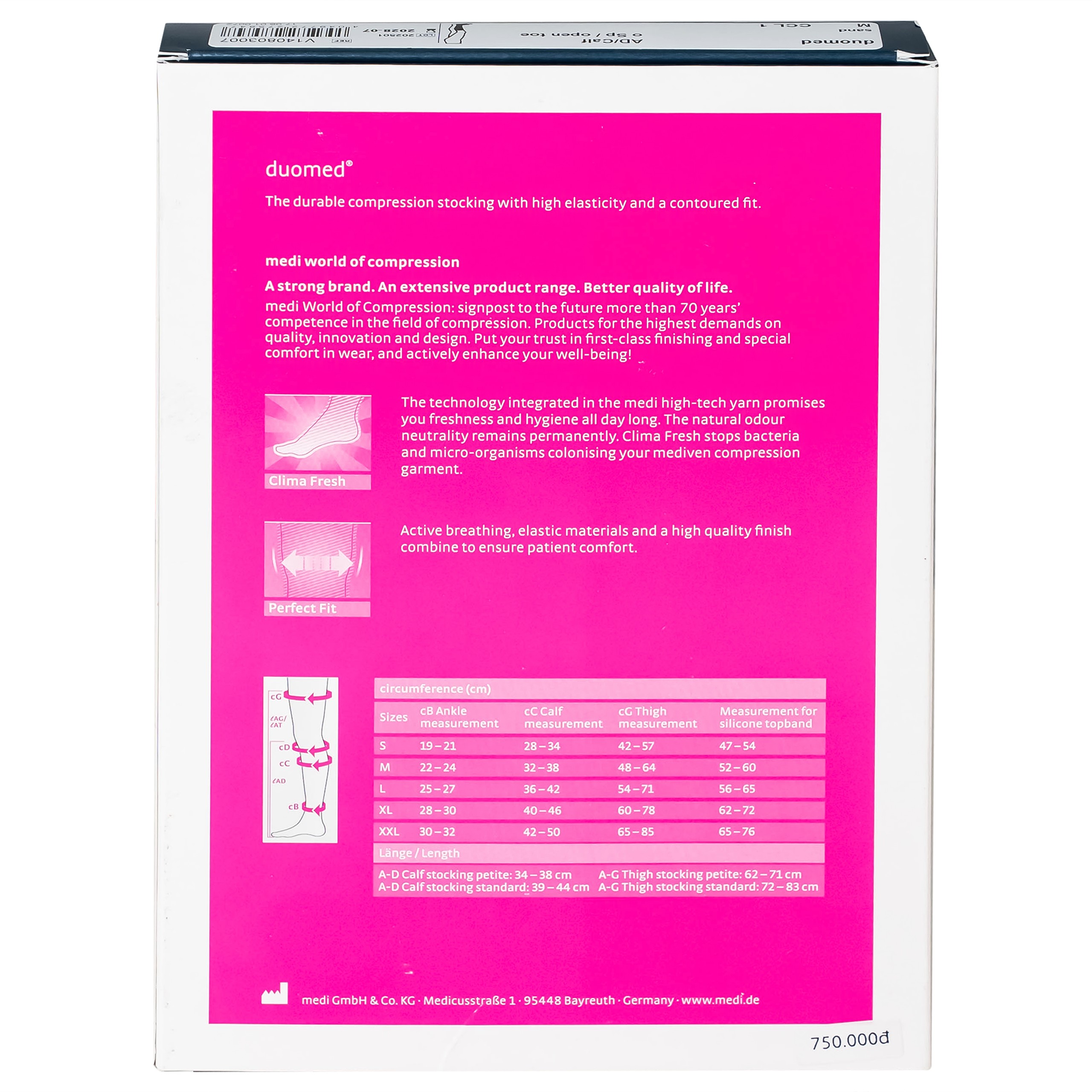 Vớ gối giãn tĩnh mạch Duomed size M