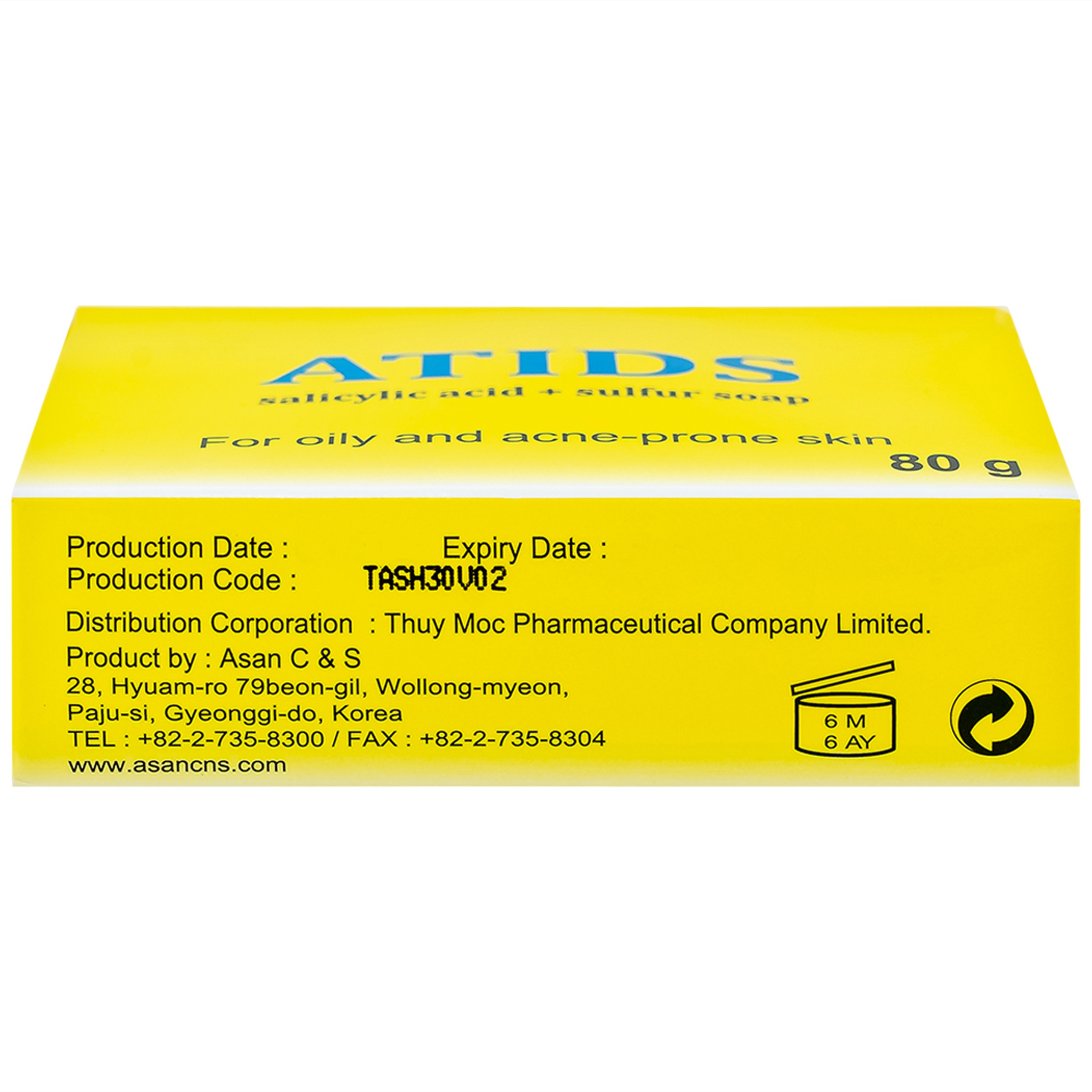 Xà phòng giảm mụn lưng Atids Salicylic Acid 2% + sulfur 80g