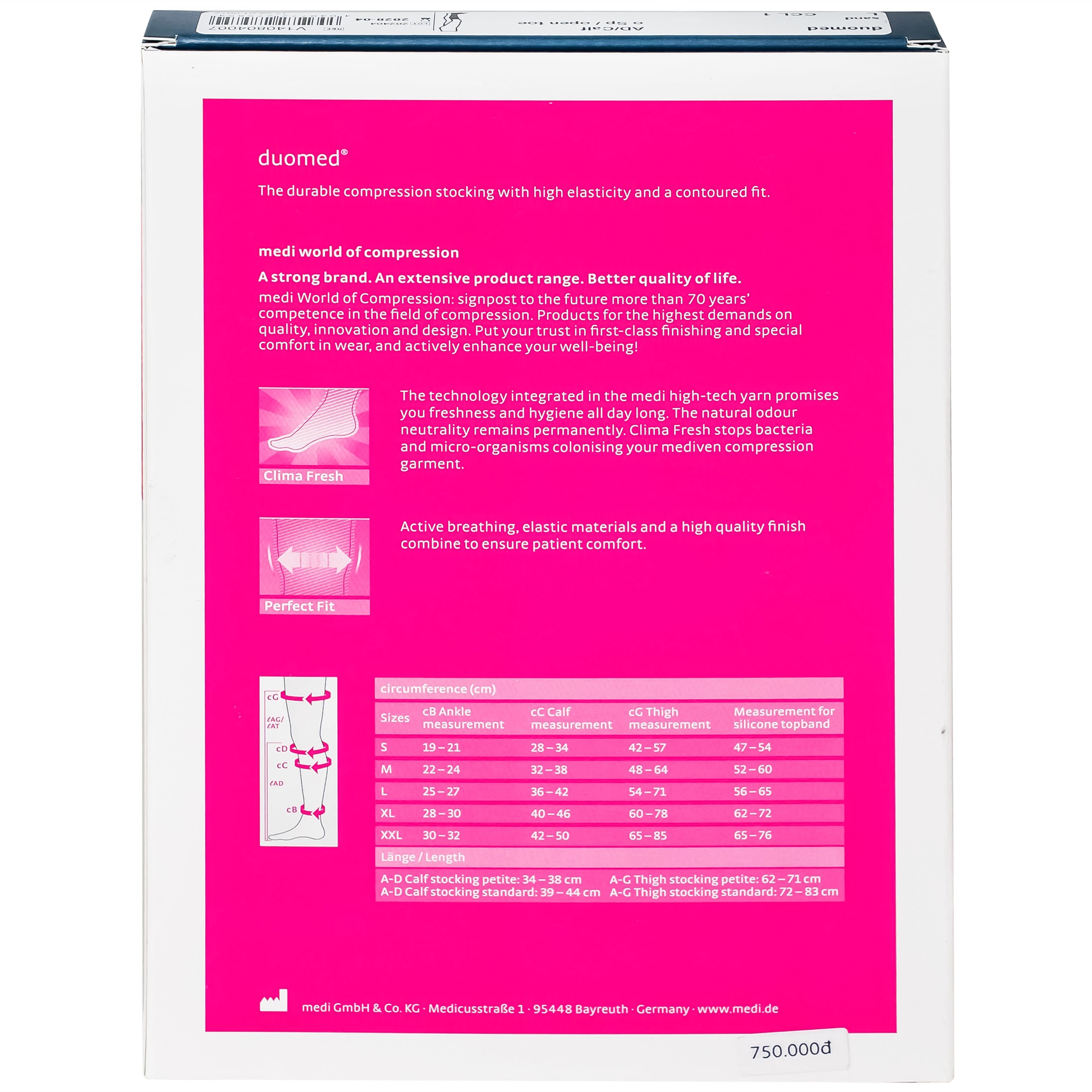 Vớ gối giãn tĩnh mạch Duomed size L