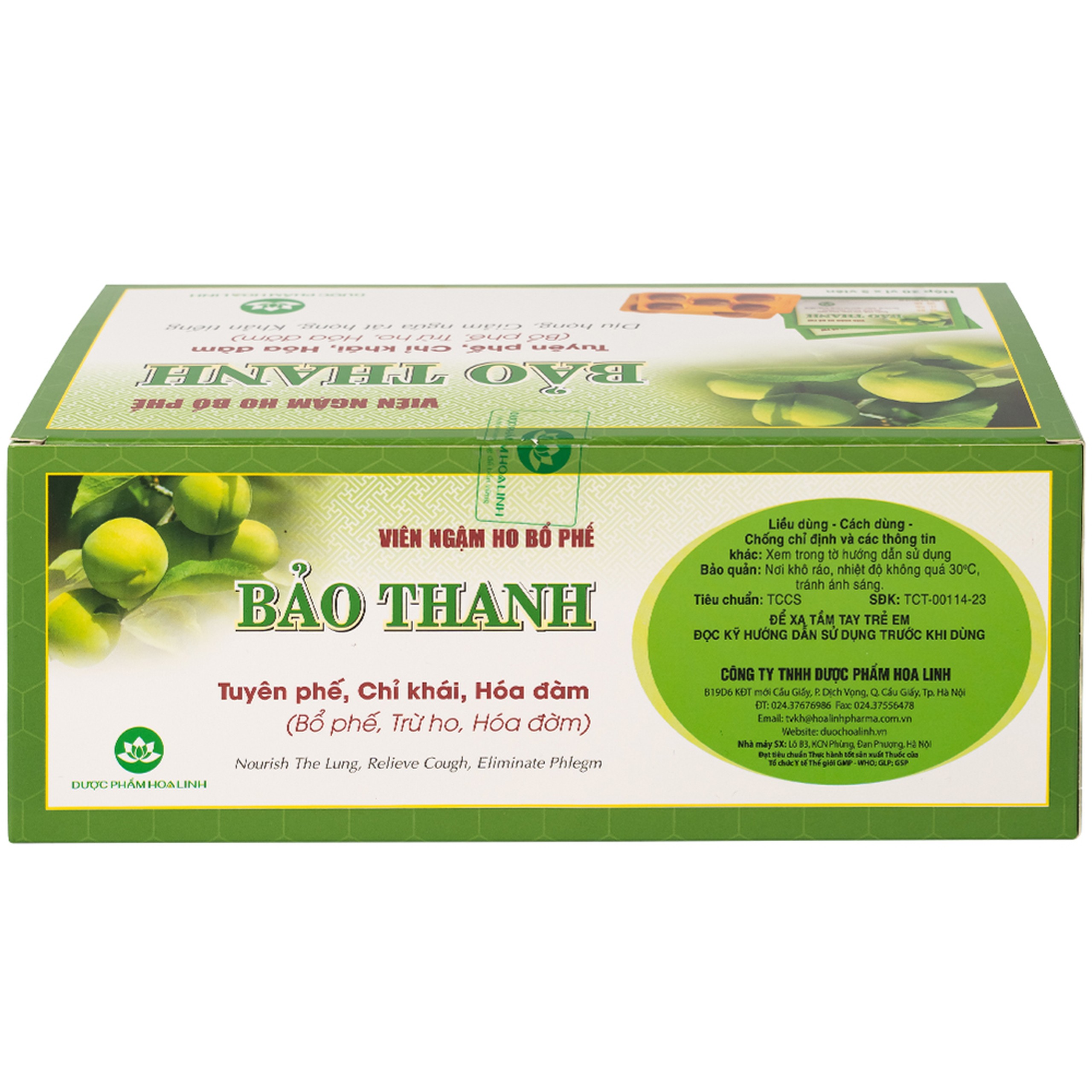 Viên ngậm ho bổ phế Bảo Thanh trừ ho, hoá đờm (20 vỉ x 5 viên)