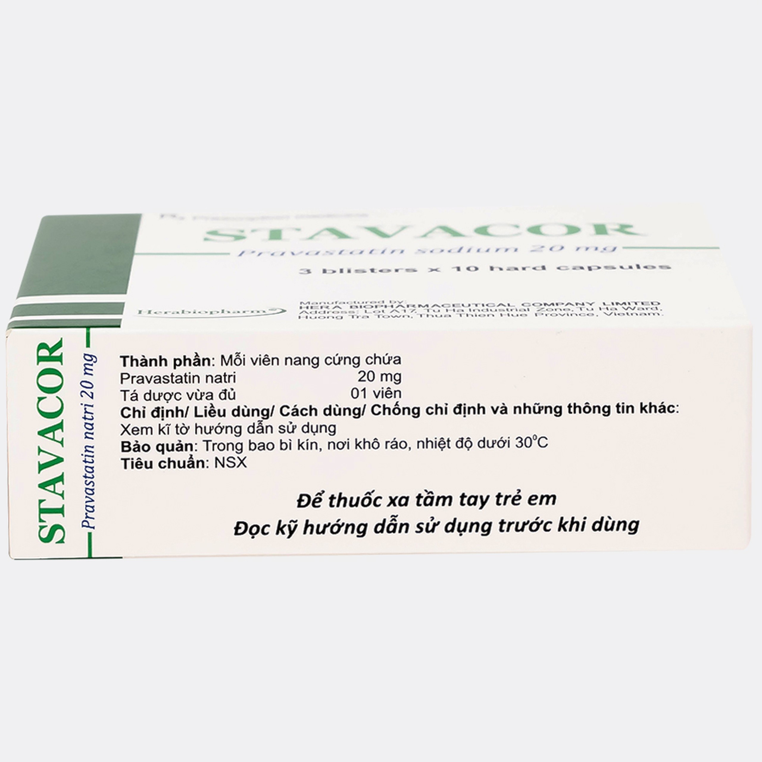 Thuốc Stavacor 20mg Herabiopharm điều trị tăng cholesterol máu (3 vỉ x 10 viên)