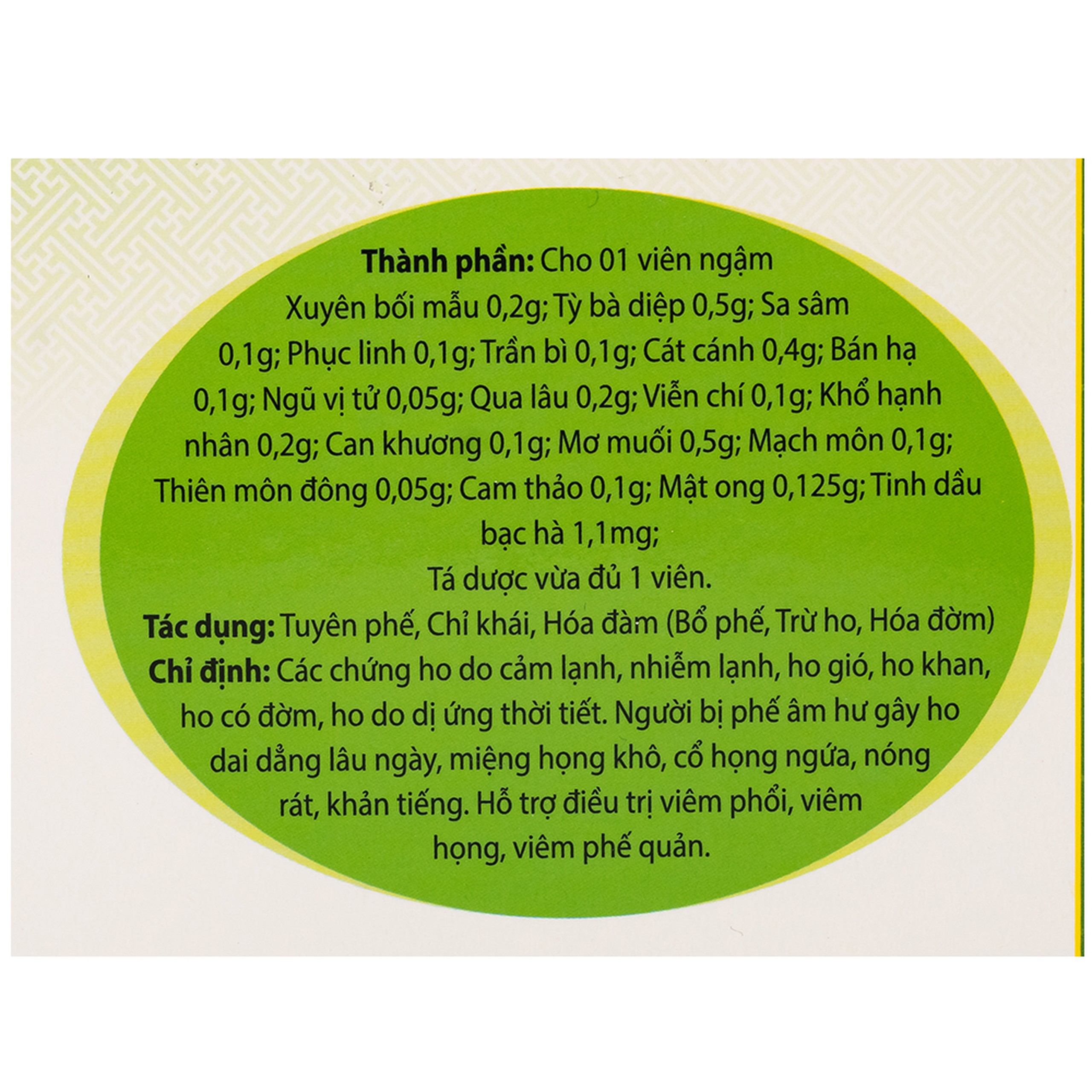 Viên ngậm ho bổ phế Bảo Thanh trừ ho, hoá đờm (20 vỉ x 5 viên)