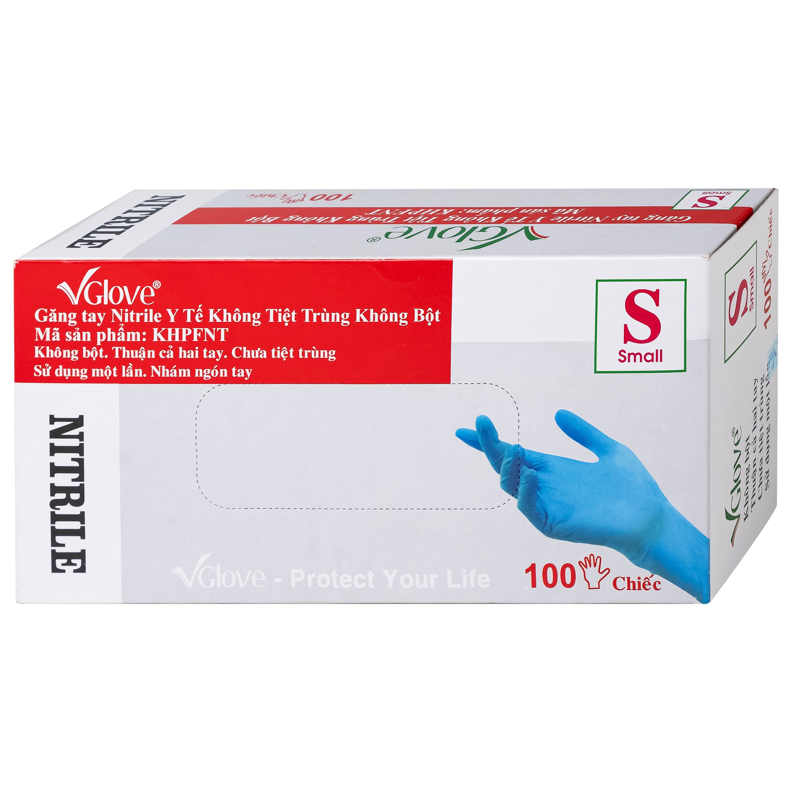 Găng tay phẫu thuật VGlove size S màu xanh không bột (100 chiếc)