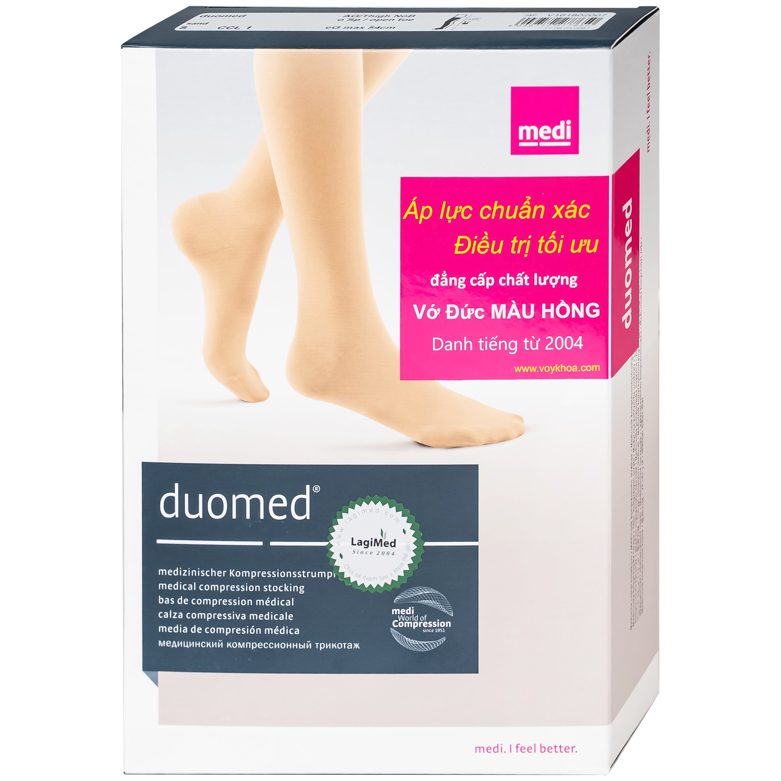 Vớ đùi y khoa Medi Duomed size S hỗ trợ điều trị giãn tĩnh mạch, phù chân, đau nhức chân (1 đôi)