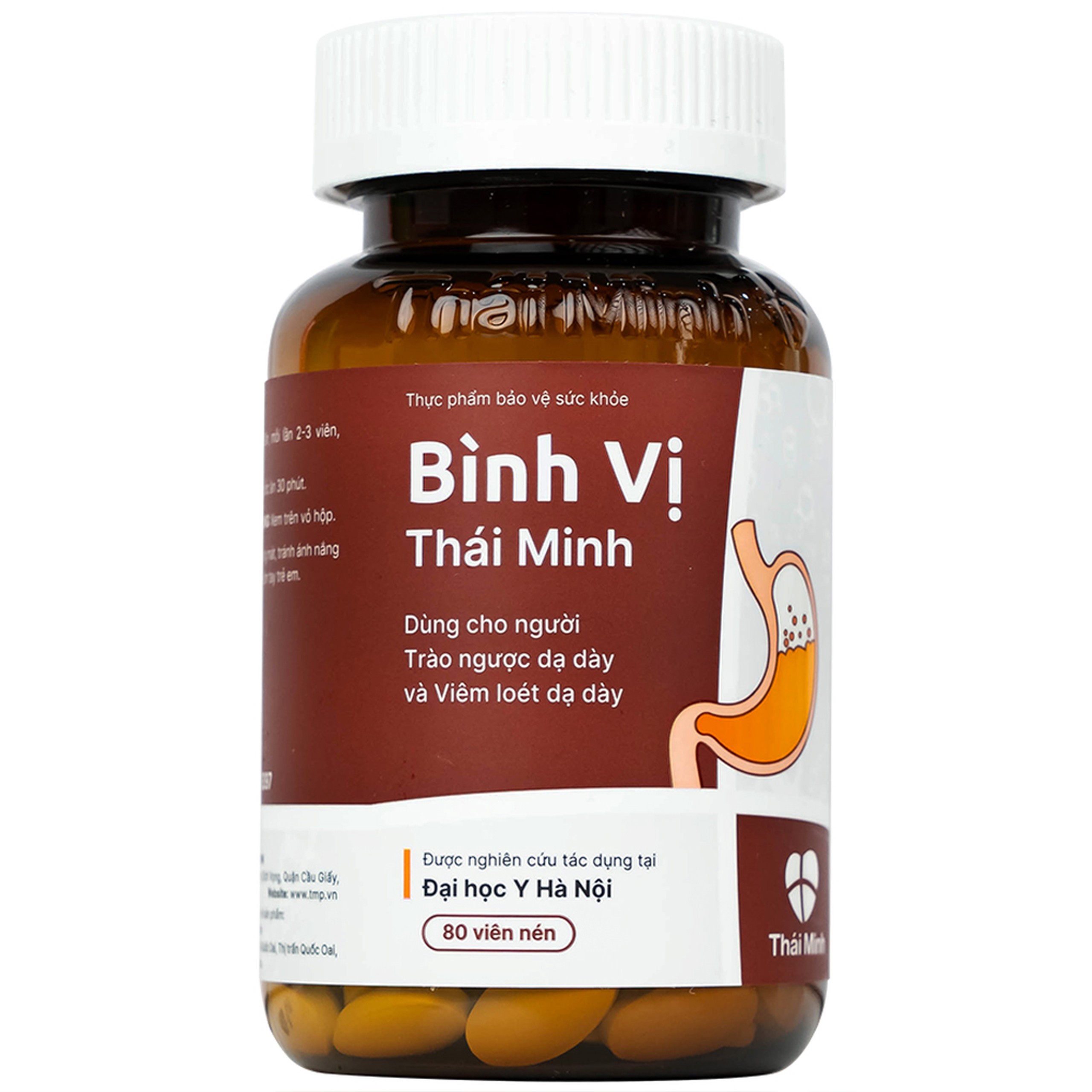 Viên uống Bình Vị Thái Minh hỗ trợ giảm acid dịch vị, giúp bảo vệ niêm mạc dạ dày (80 viên)