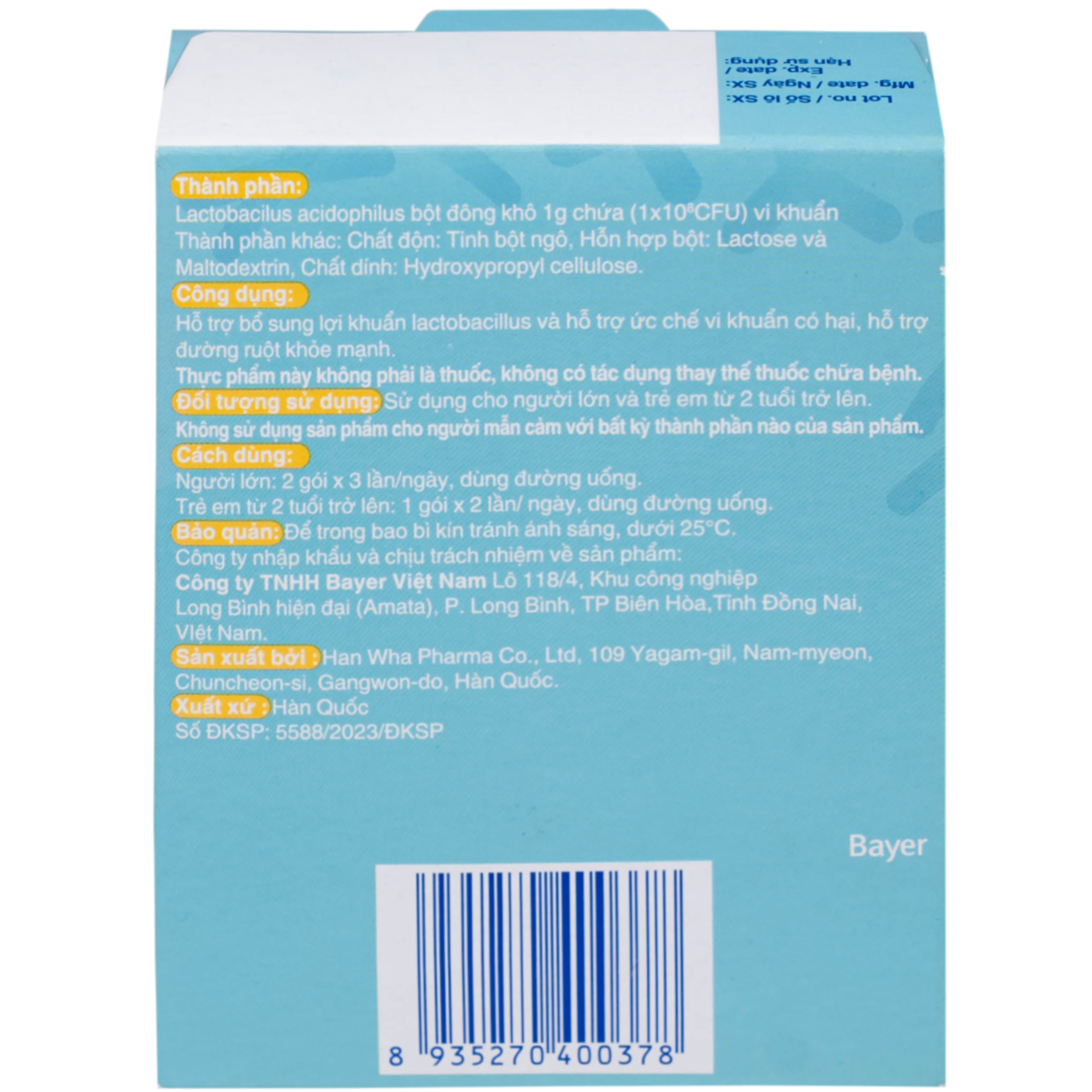 Thực phẩm bảo vệ sức khỏe Antibio Pro hỗ trợ bổ sung lợi khuẩn lactobacillus (20 gói x 1g)