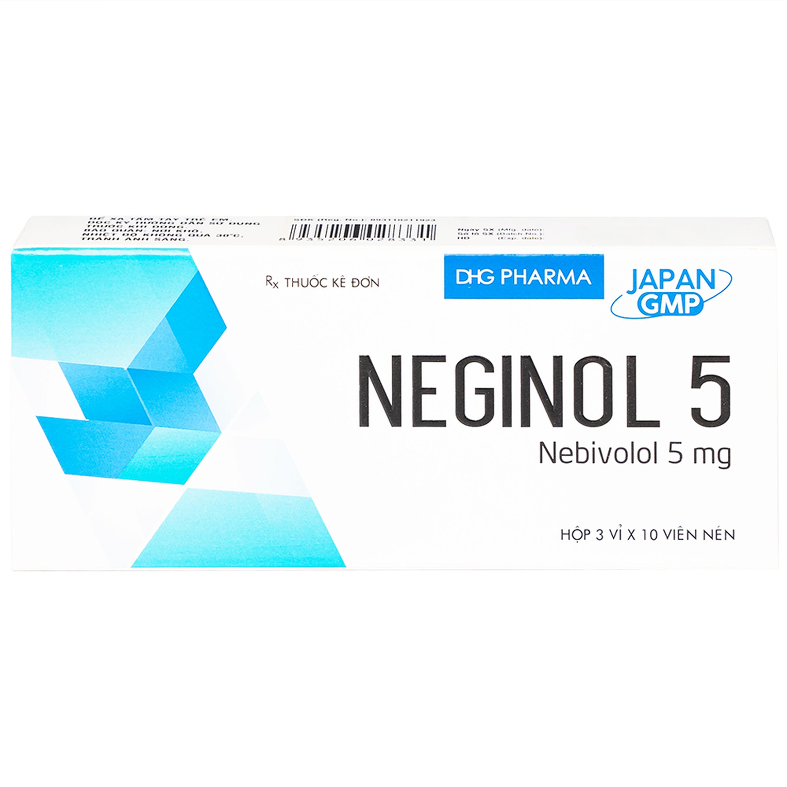 Thuốc Neginol 5 DHG điều trị tăng huyết áp vô căn (3 vỉ x 10 viên)