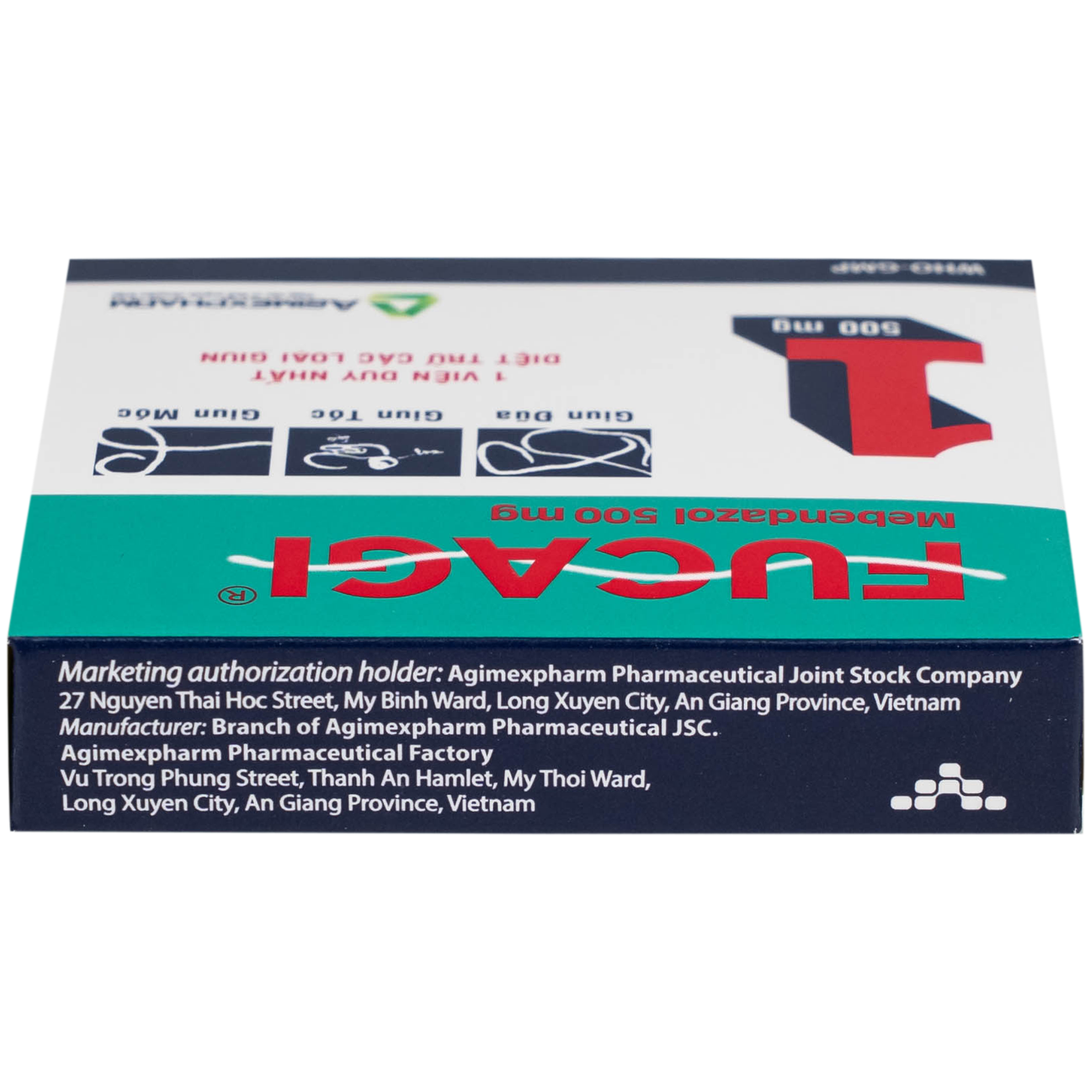 Thuốc Fucagi 500mg Agimexpharm điều trị nhiễm một hoặc nhiều loại giun đường ruột (1 viên)