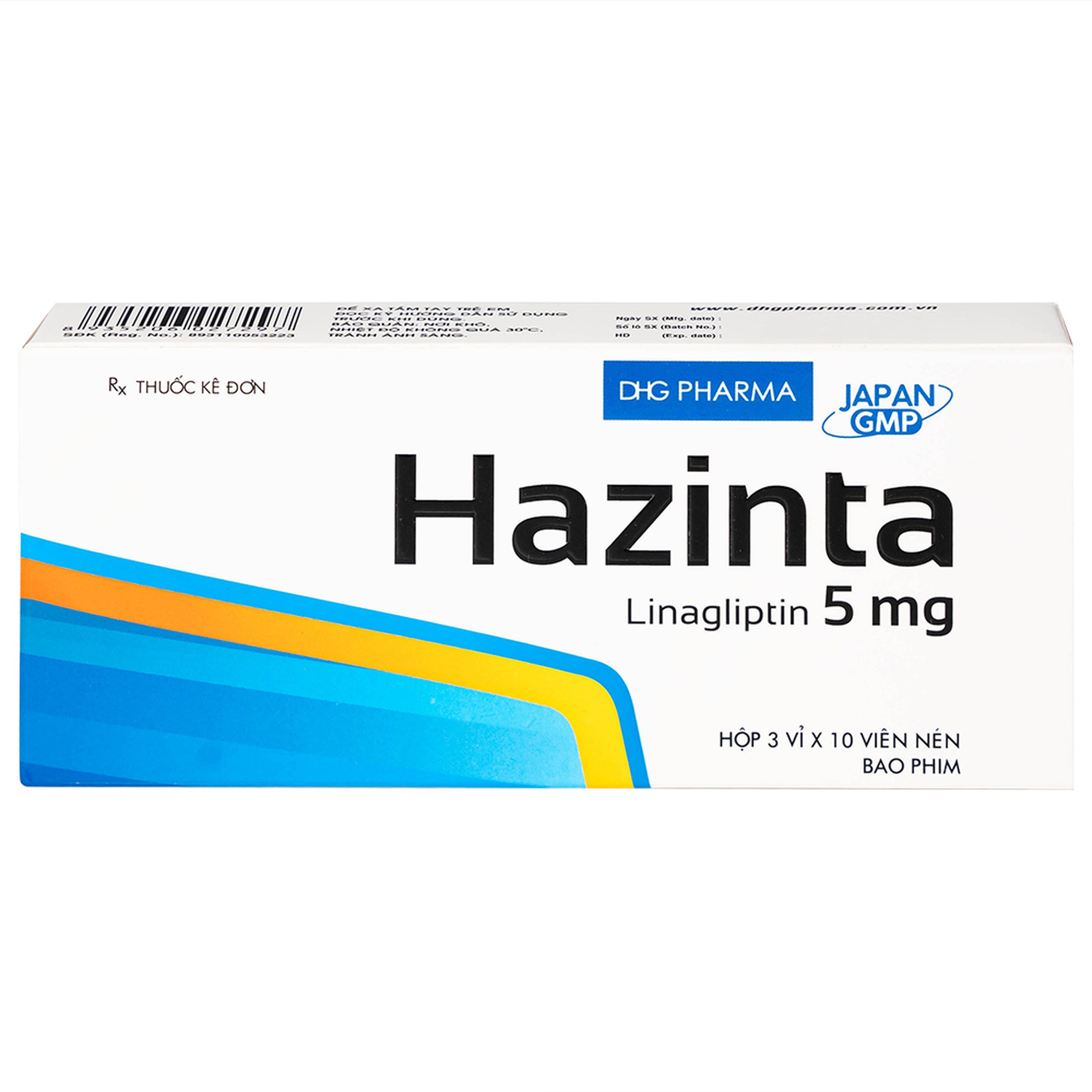Thuốc Hazinta 5 DHG điều trị đái tháo đường típ 2 (3 vỉ x 10 viên)