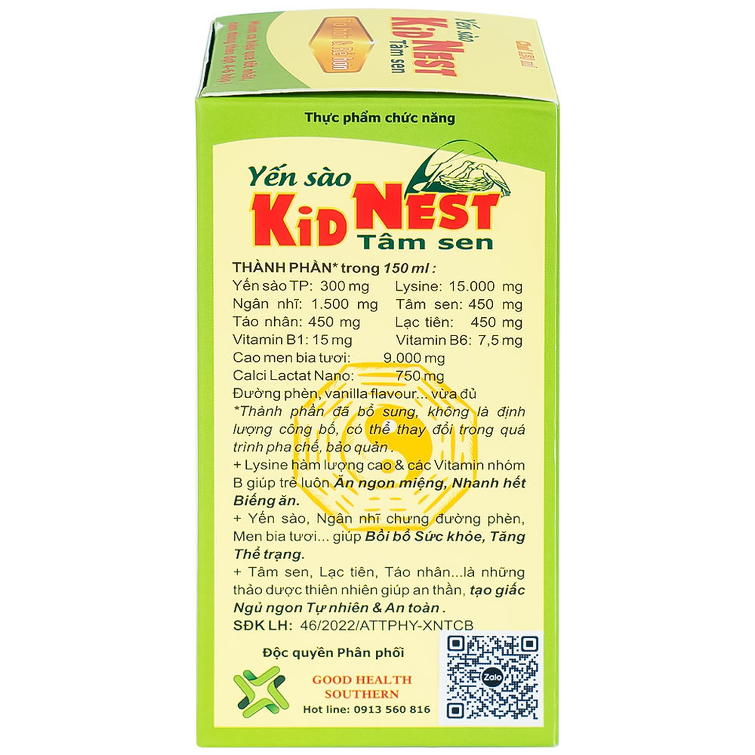 Giúp bồi bổ sức khỏe cho trẻ Yến sào Kid Nest Tâm Sen (150ml)