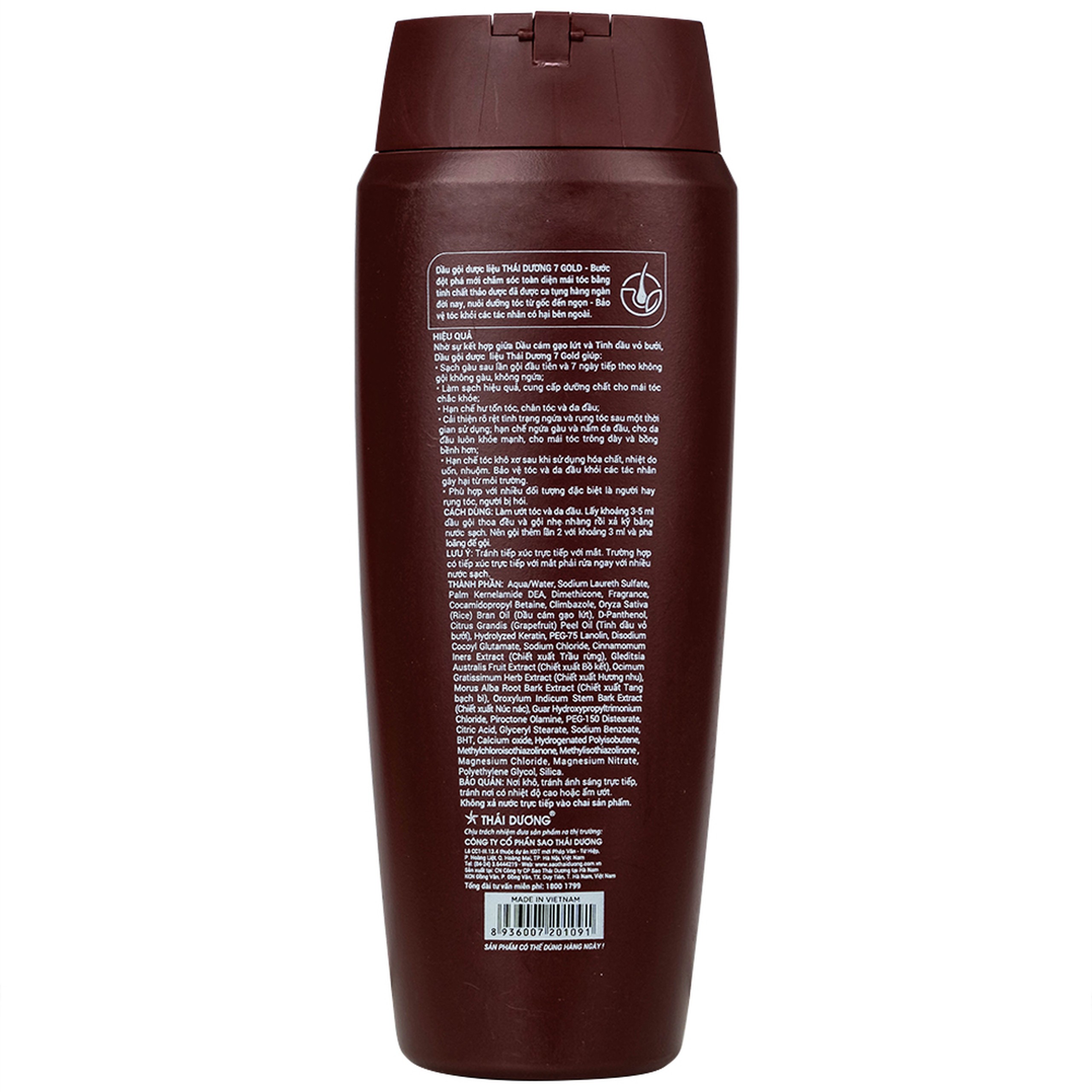 Dầu gội dược liệu Thái Dương 7 Gold hỗ trợ giảm gàu, ngứa và tóc gãy rụng (200ml)