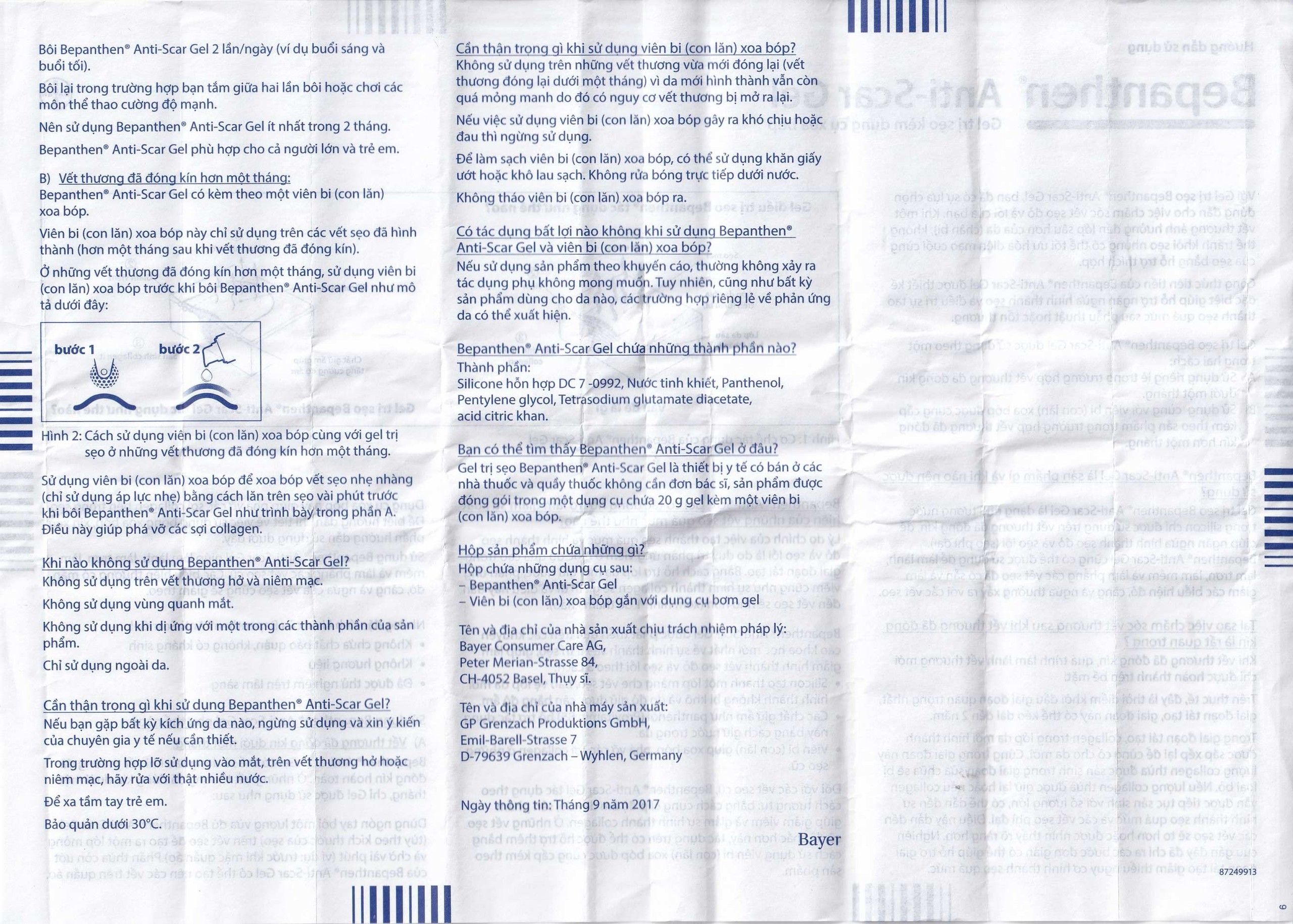 Gel trị sẹo Bepanthen Anti-Scar ngăn ngừa hình thành sẹo đỏ và sẹo lồi (20g)