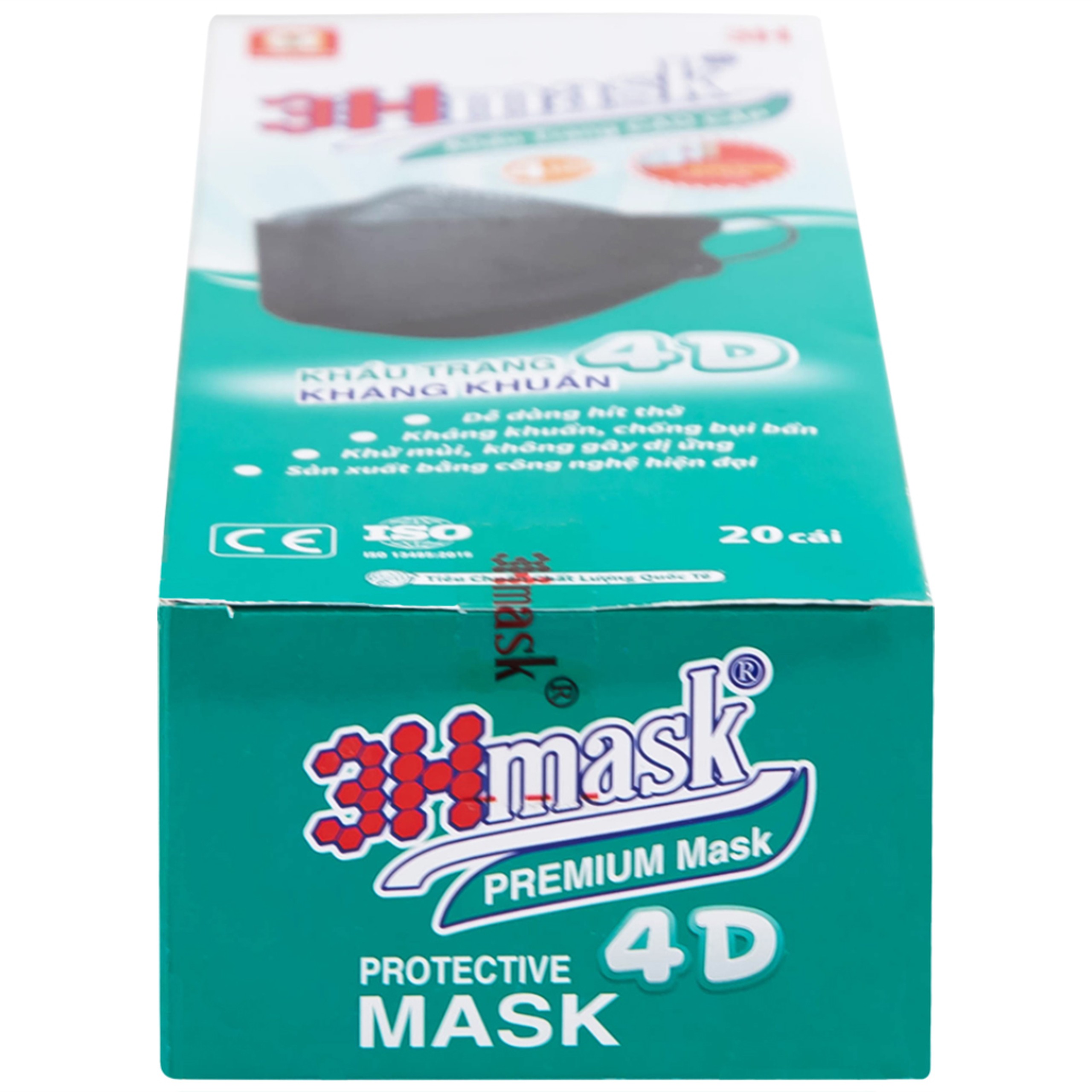 Khẩu trang 4 lớp Vĩnh Tiến 4D 3Hmask màu đen (20 cái) ngăn khói bụi, vi khuẩn