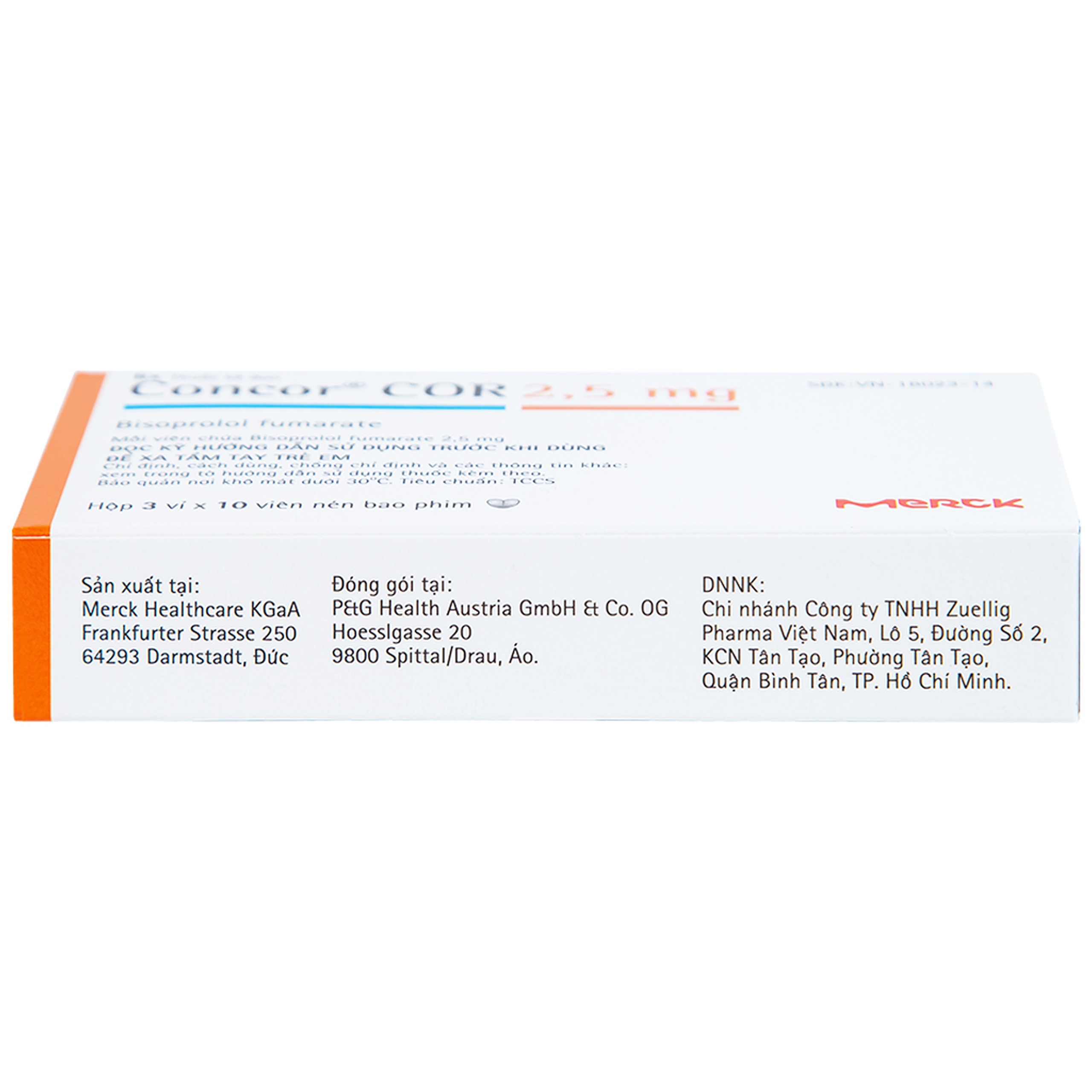 Thuốc Concor Cor 2.5mg Merck điều trị suy tim mãn tính (3 vỉ x 10 viên)