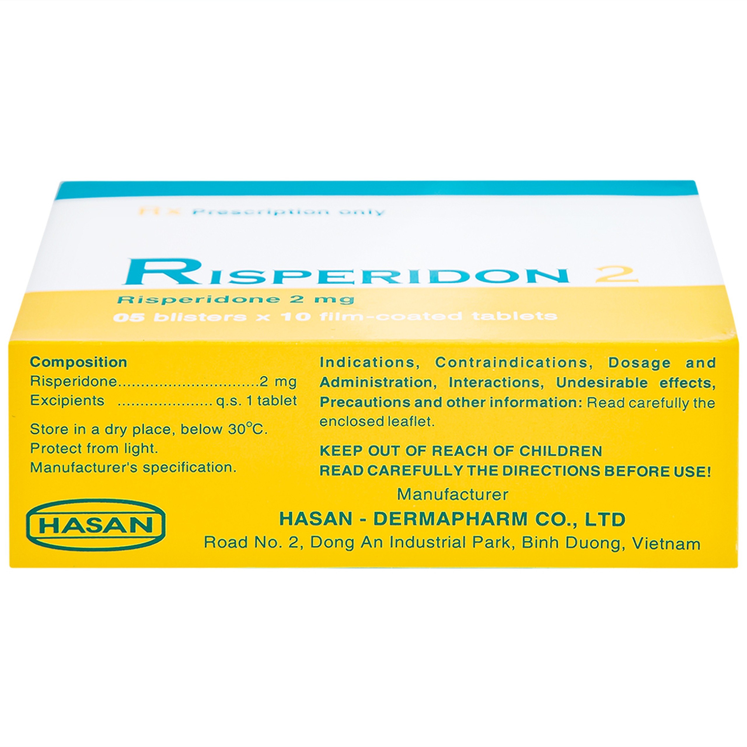 Thuốc Risperidon 2 Hasan điều trị bệnh tâm thần phân liệt (5 vỉ x 10 viên) 