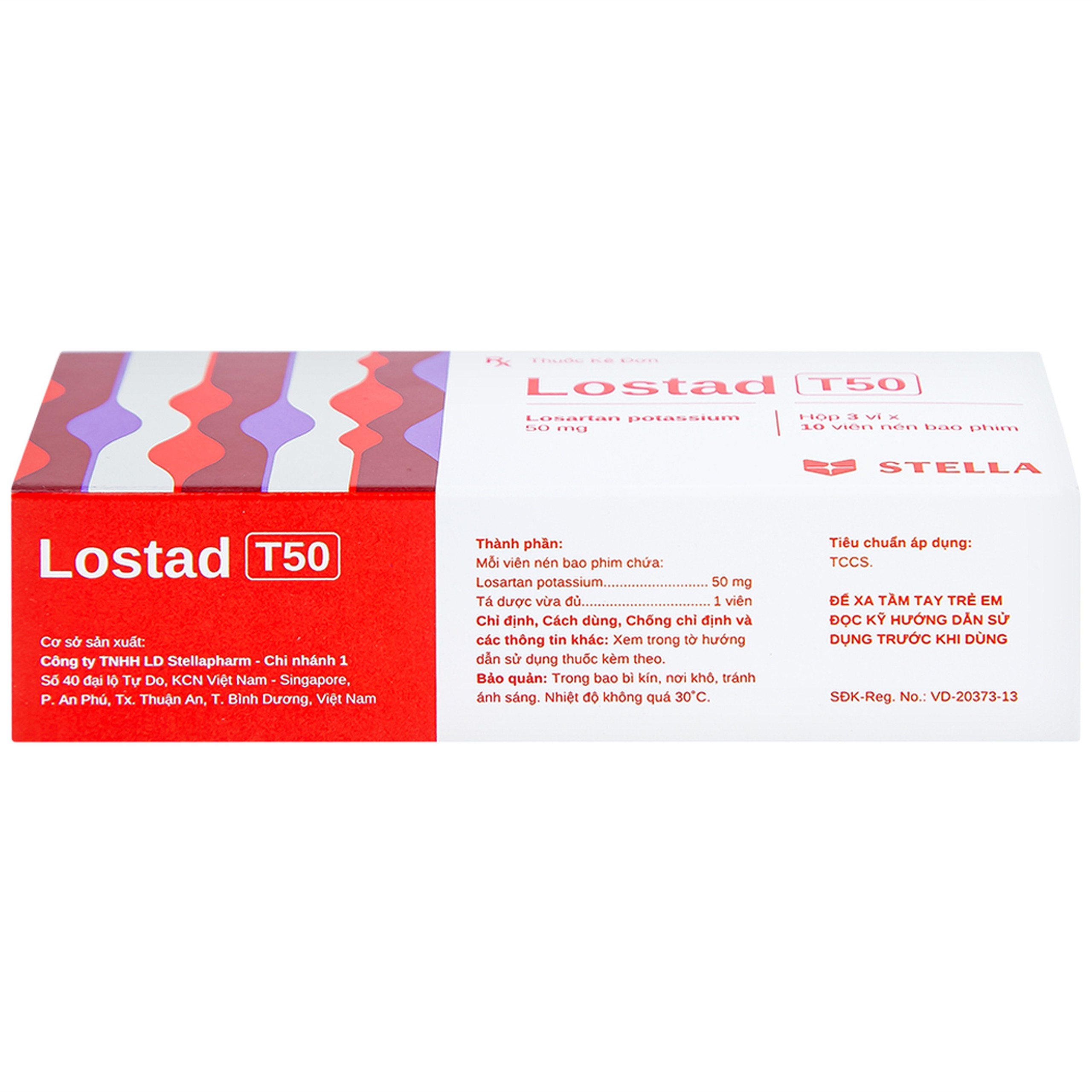 Thuốc Lostad T50 50mg Stella điều trị tăng huyết áp (3 vỉ x 10 viên)