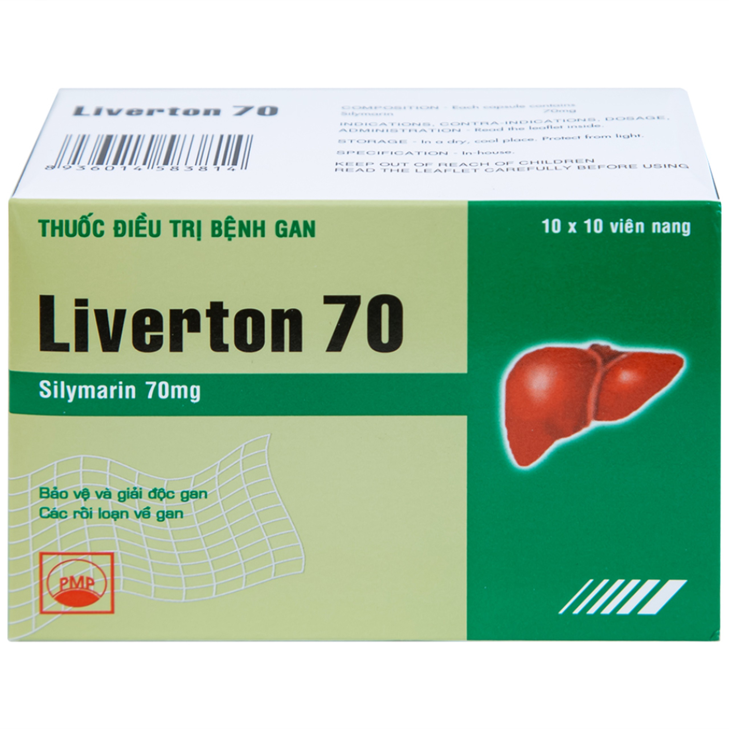 Viên nang cứng Liverton 70 Pymepharco điều trị bệnh gan, giải độc gan, rối loạn về gan (10 vỉ x 10 viên) 