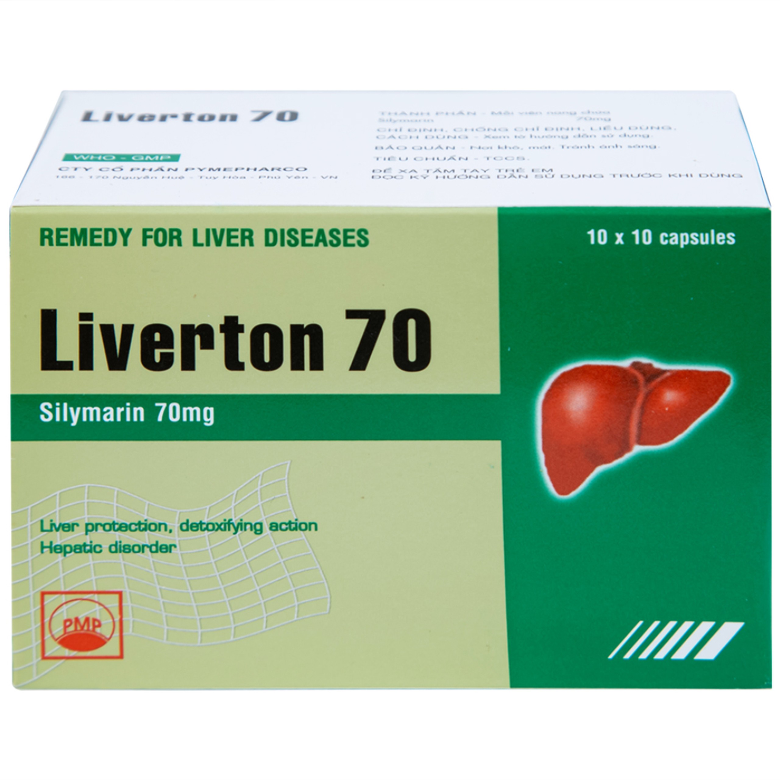 Viên nang cứng Liverton 70 Pymepharco điều trị bệnh gan, giải độc gan, rối loạn về gan (10 vỉ x 10 viên) 