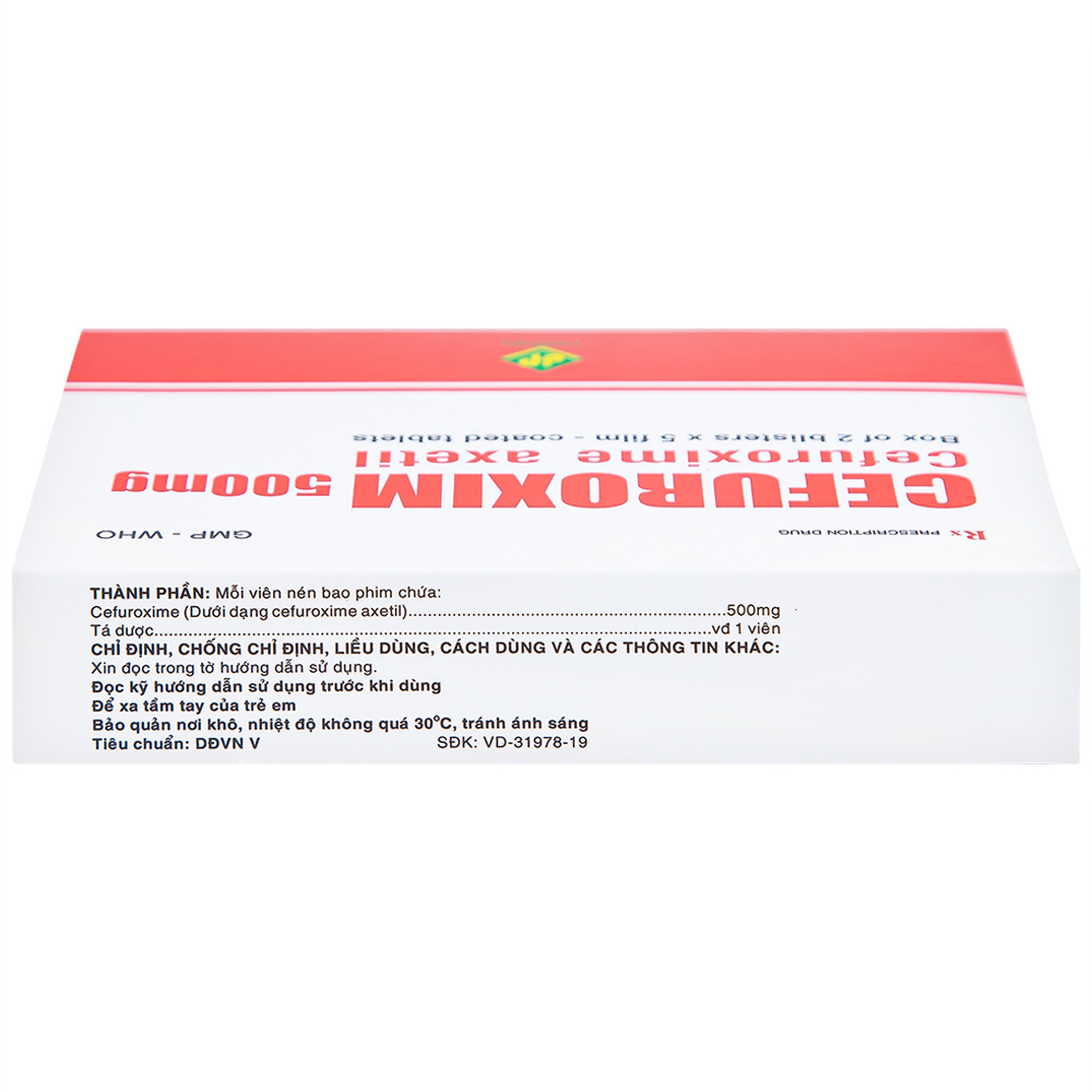 Thuốc Cefuroxim 500mg Vidipha điều trị nhiễm khuẩn (2 vỉ x 5 viên)