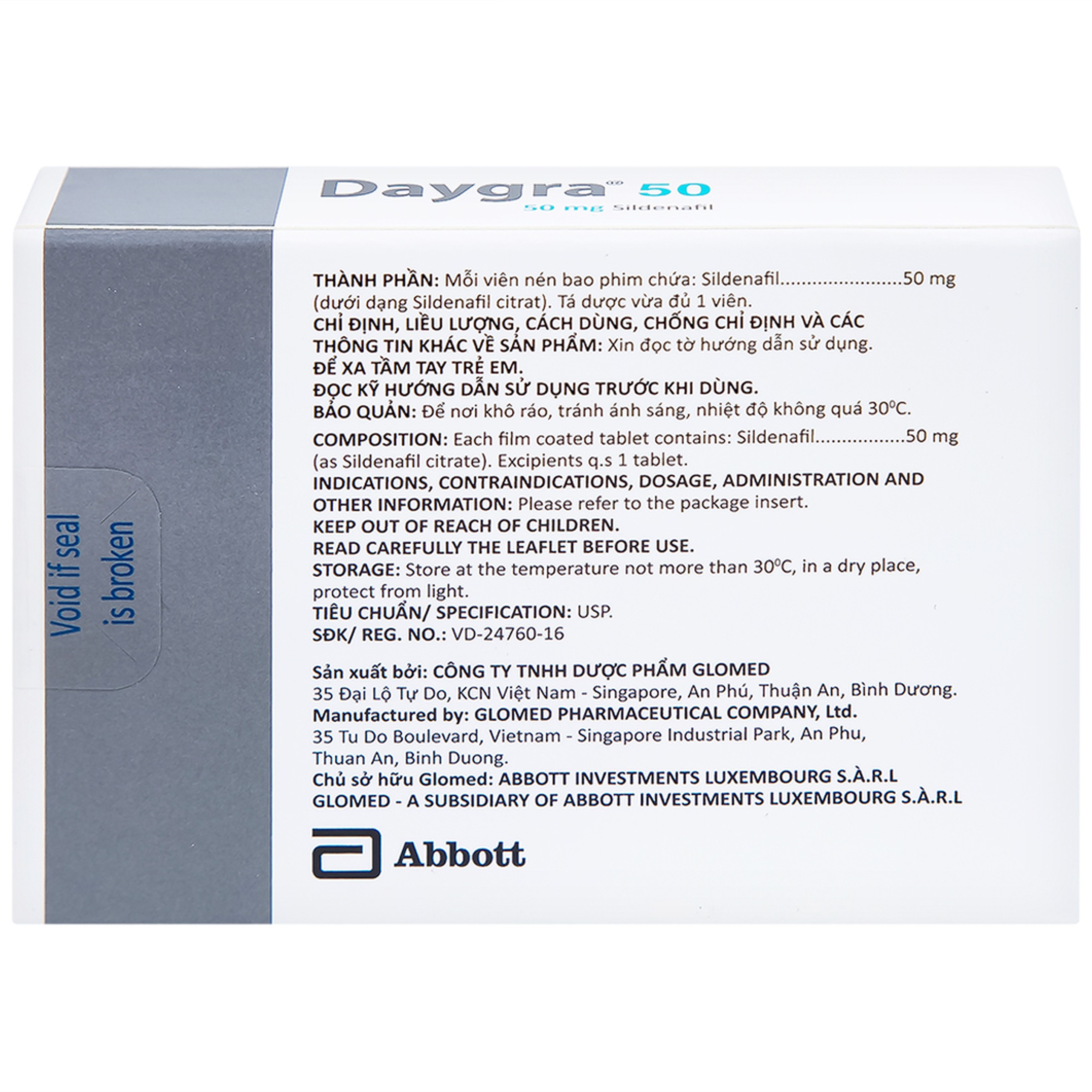 Thuốc Daygra 50 Abbott điều trị rối loạn cương dương (4 viên)