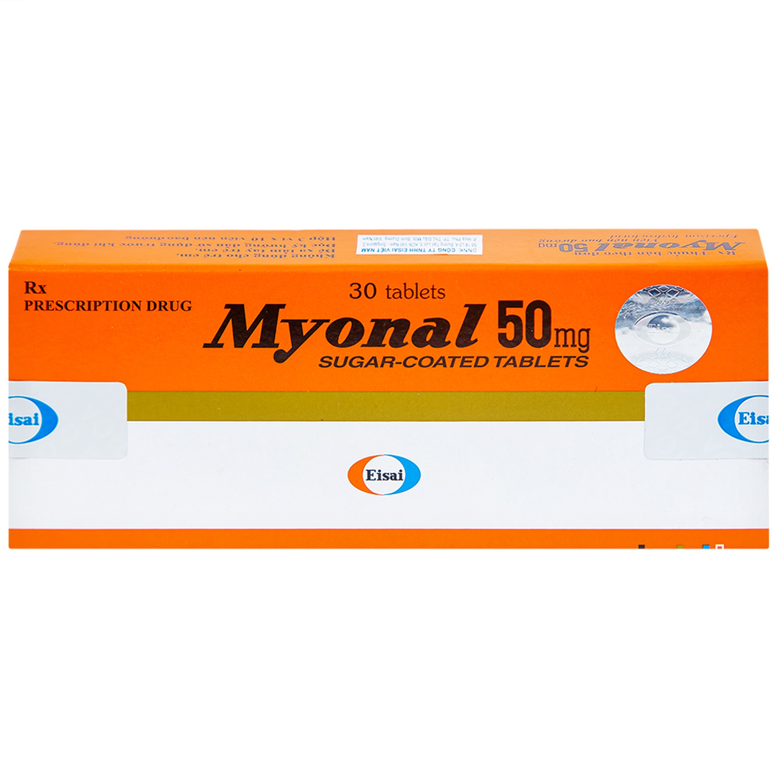 Viên nén Myonal 50mg Eisai cải thiện tăng trương lực cơ và điều trị liệt cứng (3 vỉ x 10 viên) 