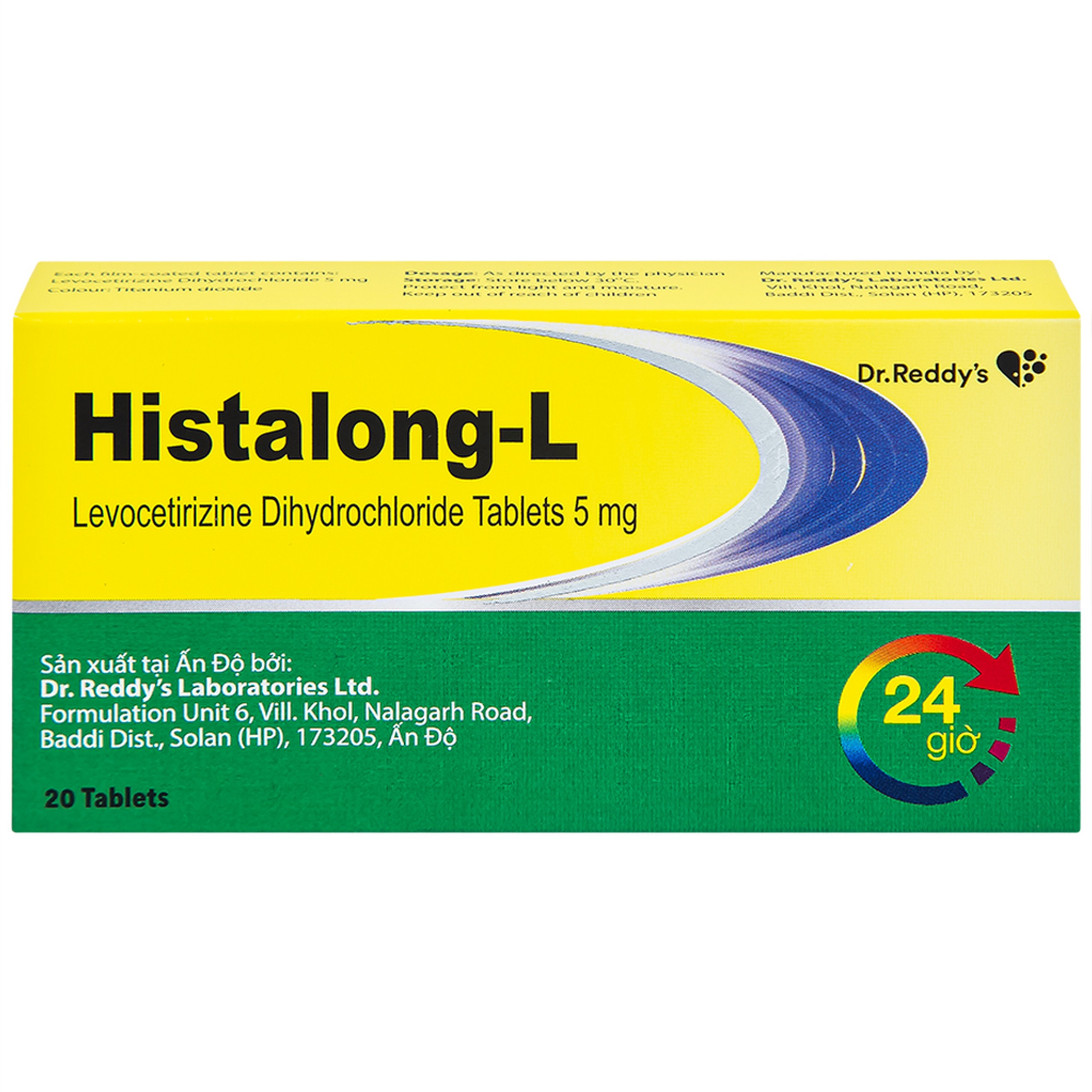 Thuốc Histalong - L 5mg Dr. Reddy điều trị triệu chứng viêm mũi dị ứng (2 vỉ x 10 viên)