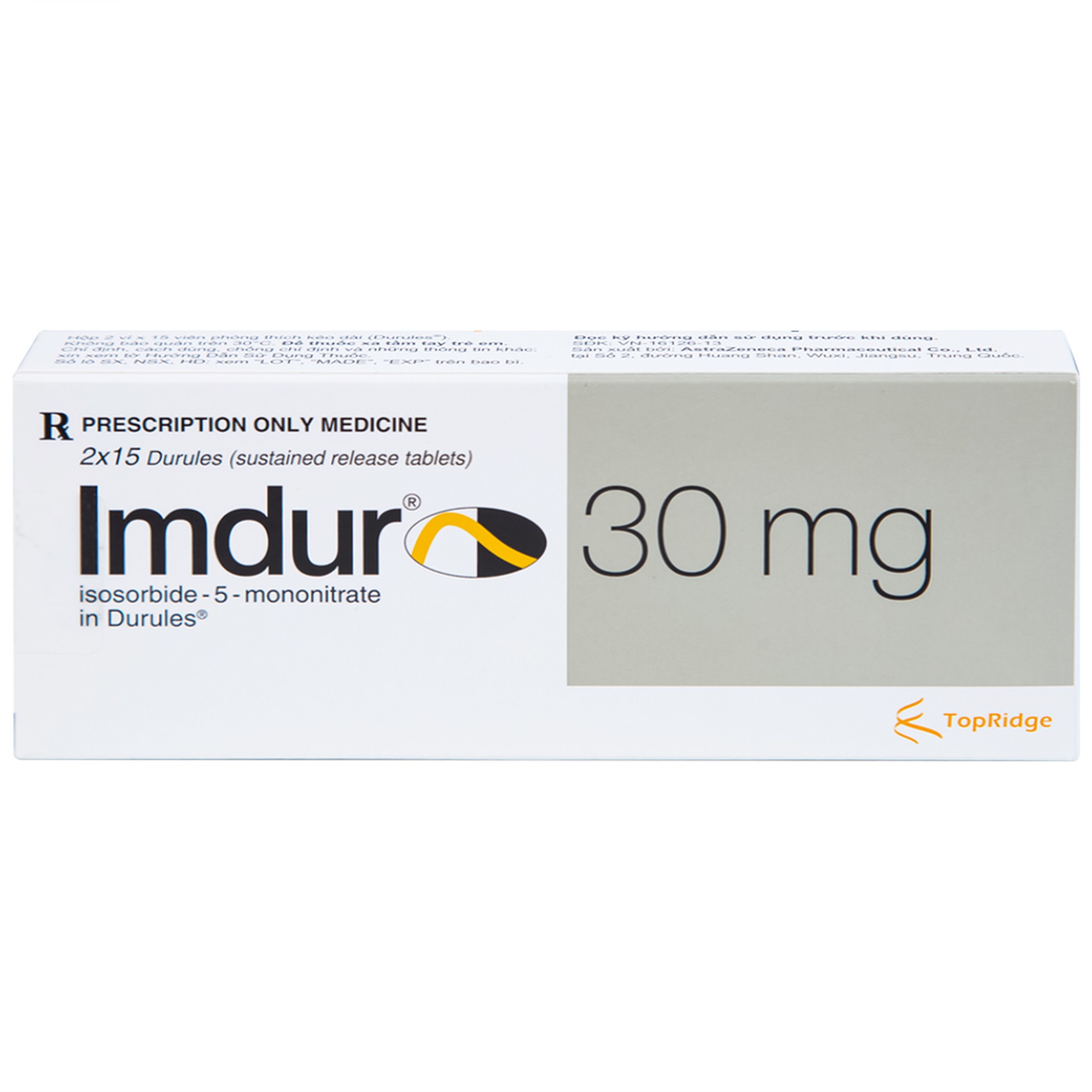 Thuốc Imdur 30mg AstraZeneca điều trị dự phòng đau thắt ngực (2 vỉ x 15 viên)
