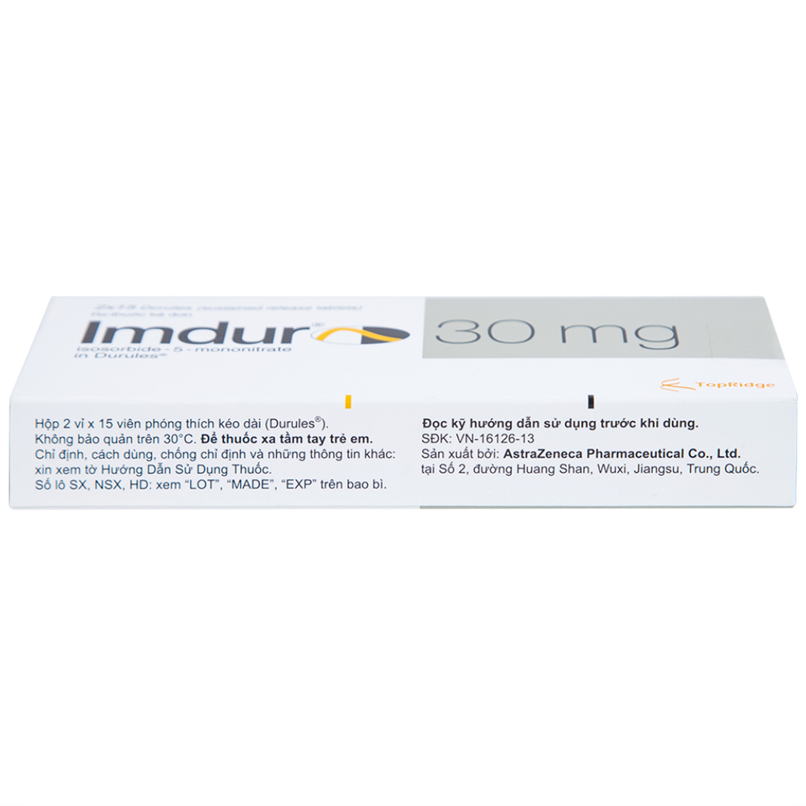Thuốc Imdur 30mg AstraZeneca điều trị dự phòng đau thắt ngực (2 vỉ x 15 viên)