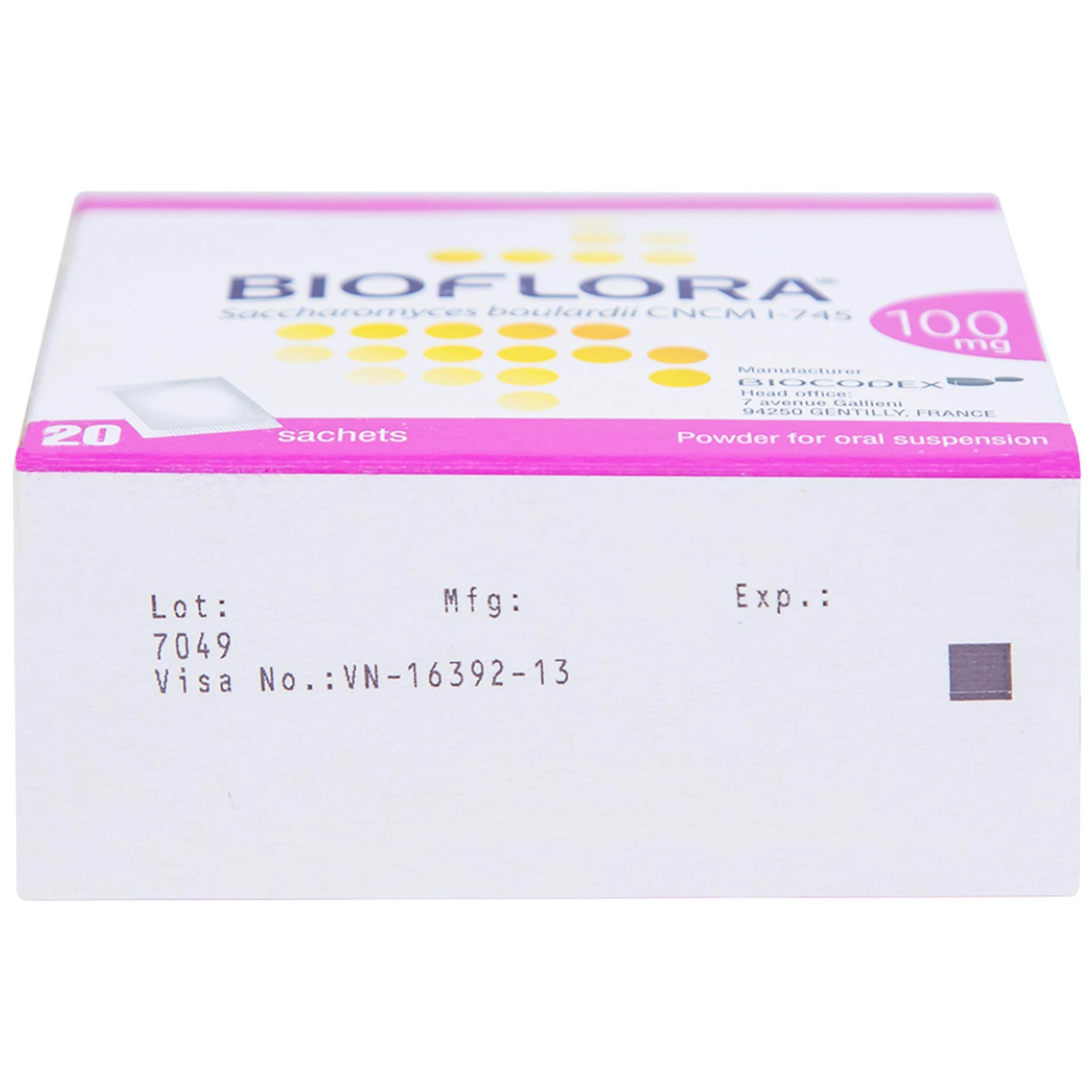 Bột Bioflora 100mg Biocodex điều trị tiêu chảy (20 gói)