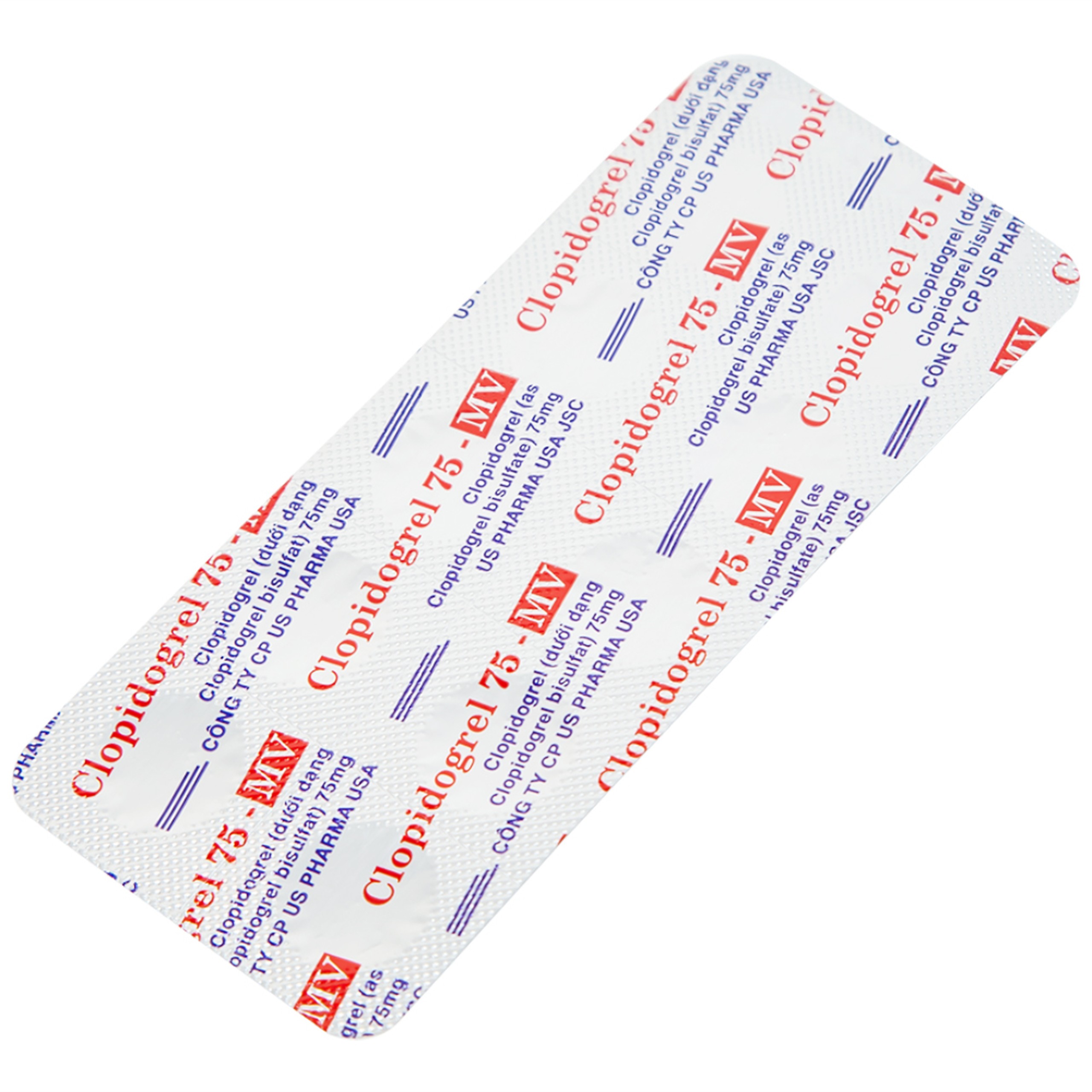Thuốc Clopidogrel 75 - MV USP làm giảm hay dự phòng các biến cố huyết khối (3 vỉ x 10 viên)