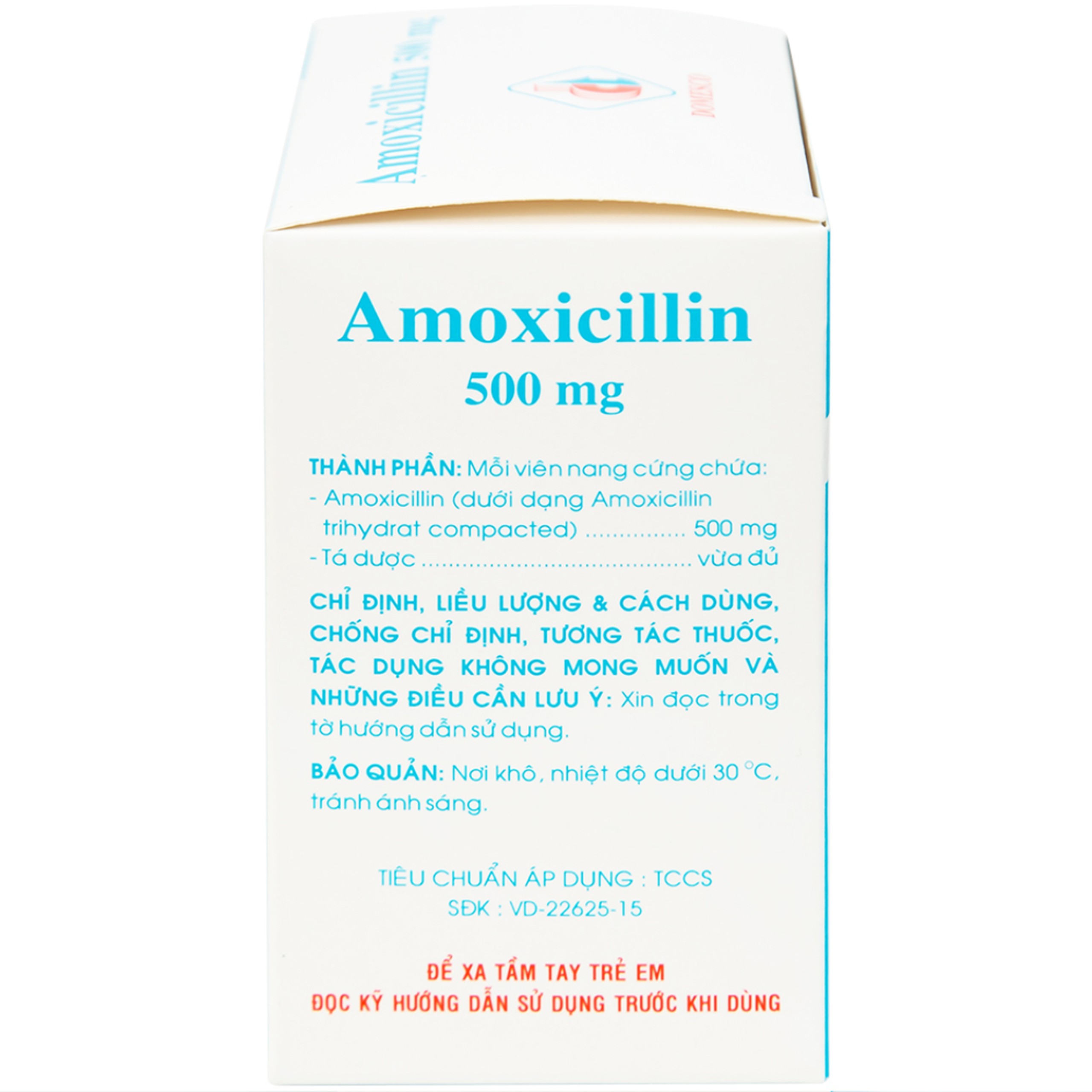 Thuốc Amoxicillin 500mg Domesco điều trị nhiễm khuẩn (10 vỉ x 10 viên)