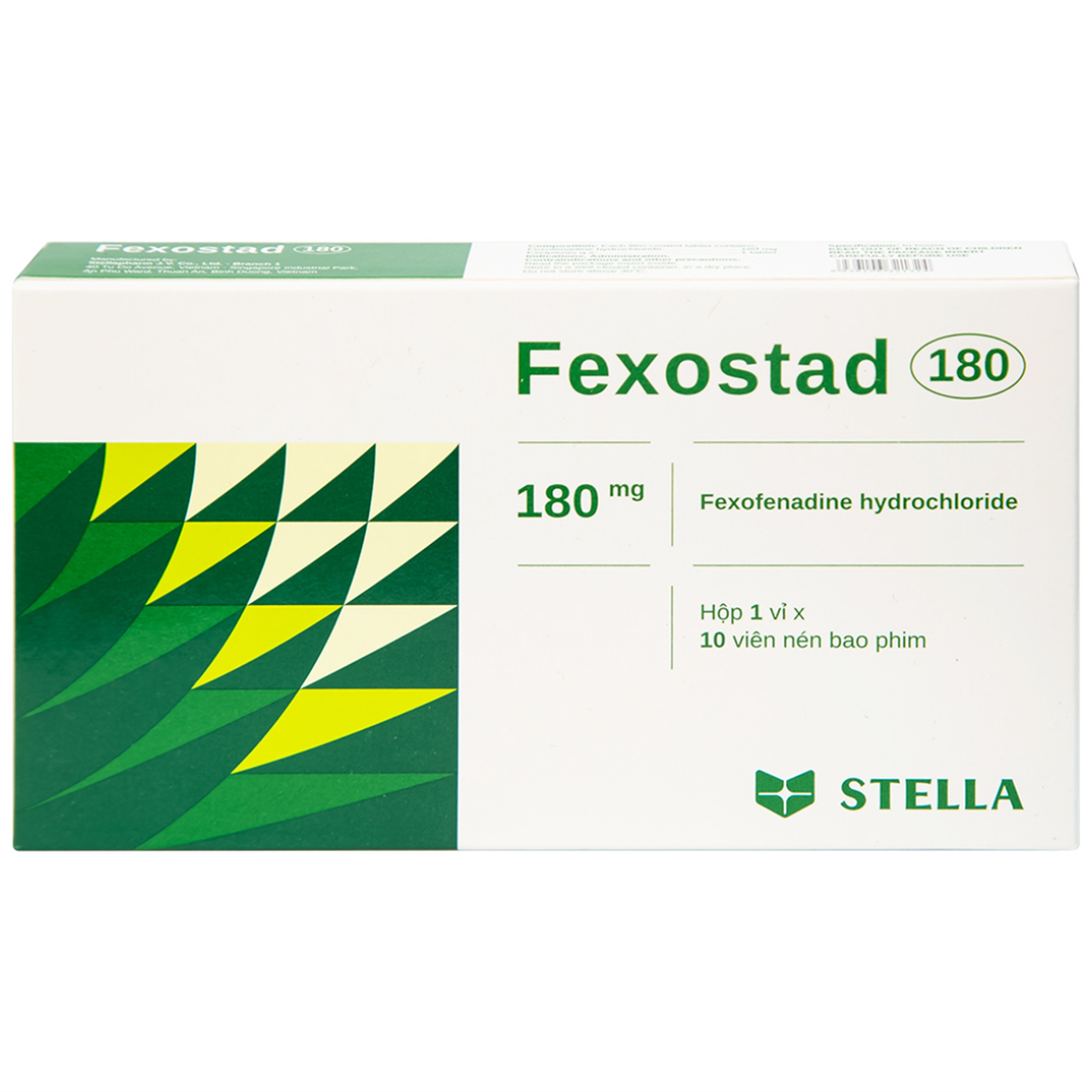 Thuốc Fexostad 180 Stella điều trị viêm mũi dị ứng theo mùa, mày đay vô căn mạn tính (10 viên)