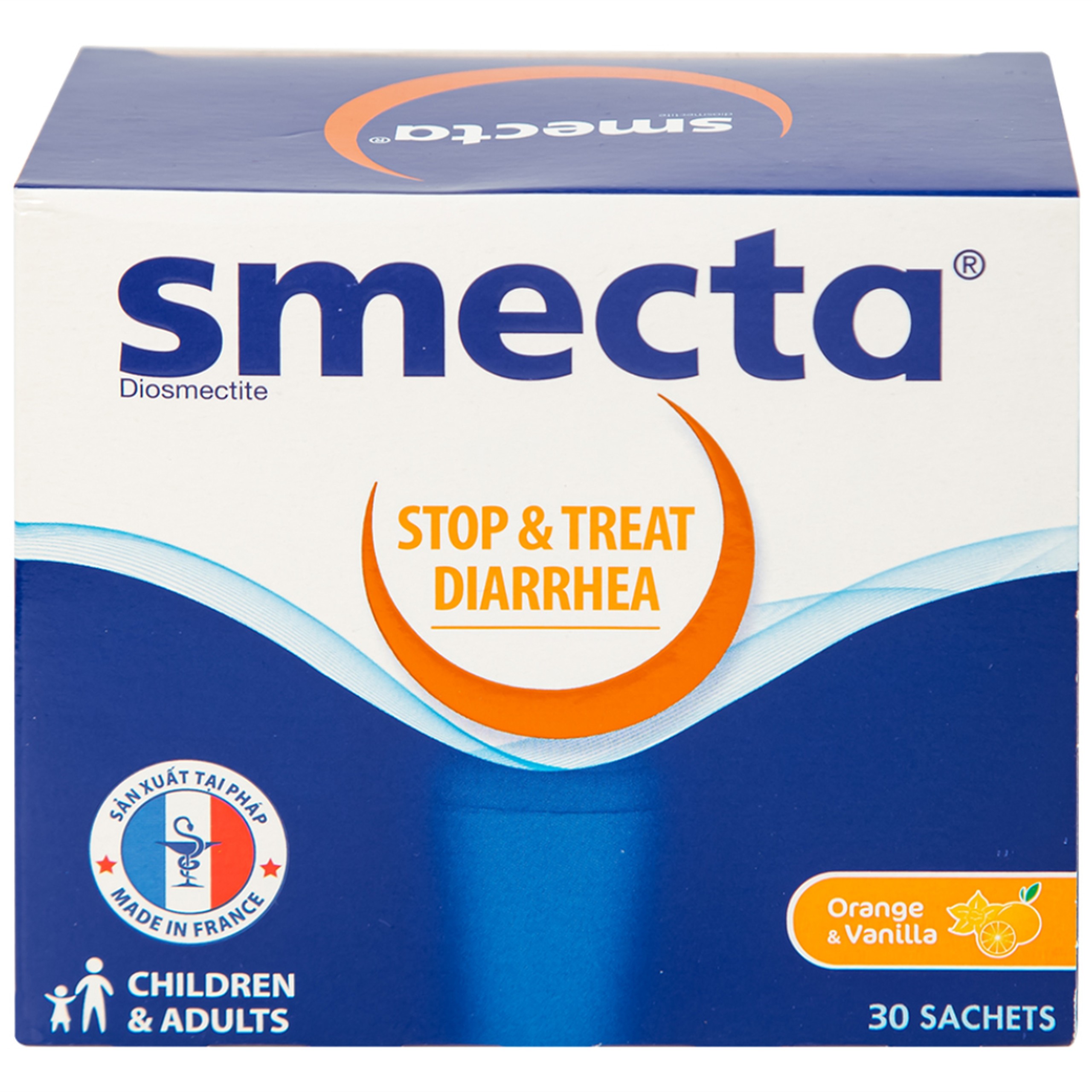 Thuốc bột pha hỗn dịch uống Smecta Ipsen hương cam & vani điều trị tiêu chảy, bảo vệ niêm mạc tiêu hoá (30 gói)