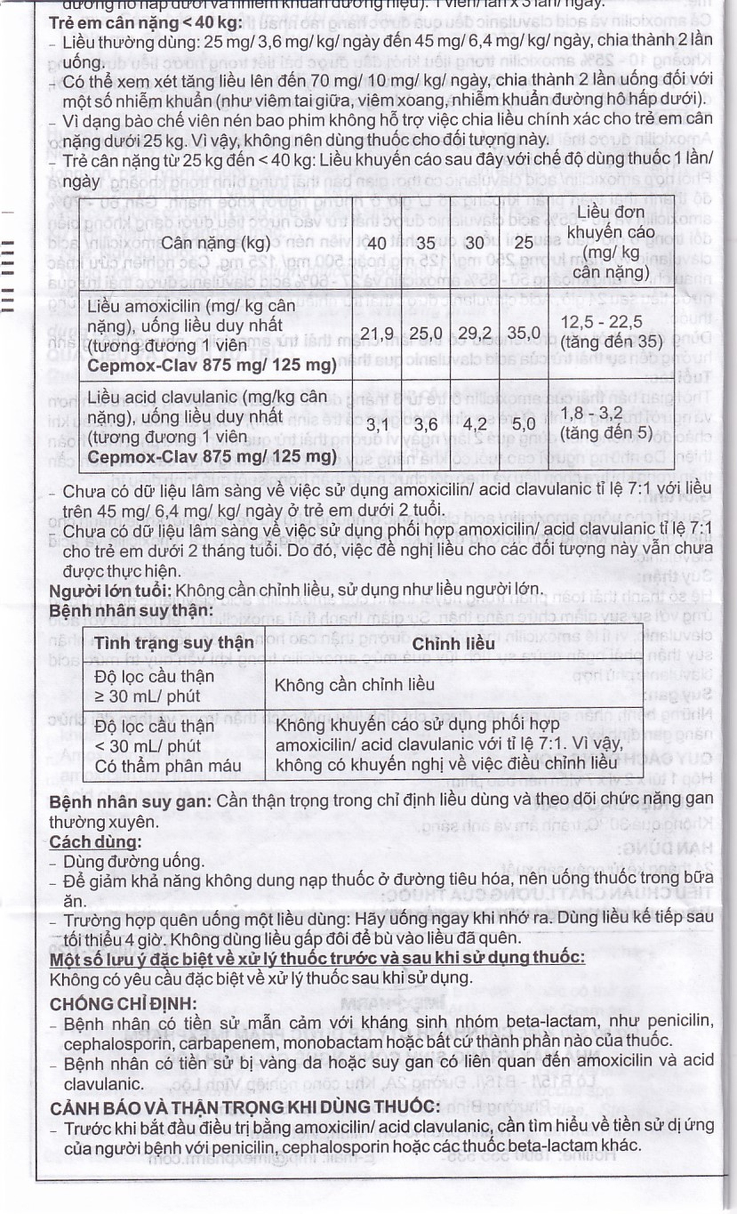 Thuốc Cepmox-Clav 875mg/125mg Imexpharm điều trị viêm xoang cấp tính do vi khuẩn, viêm tai giữa cấp tính (2 vỉ x 7 viên)