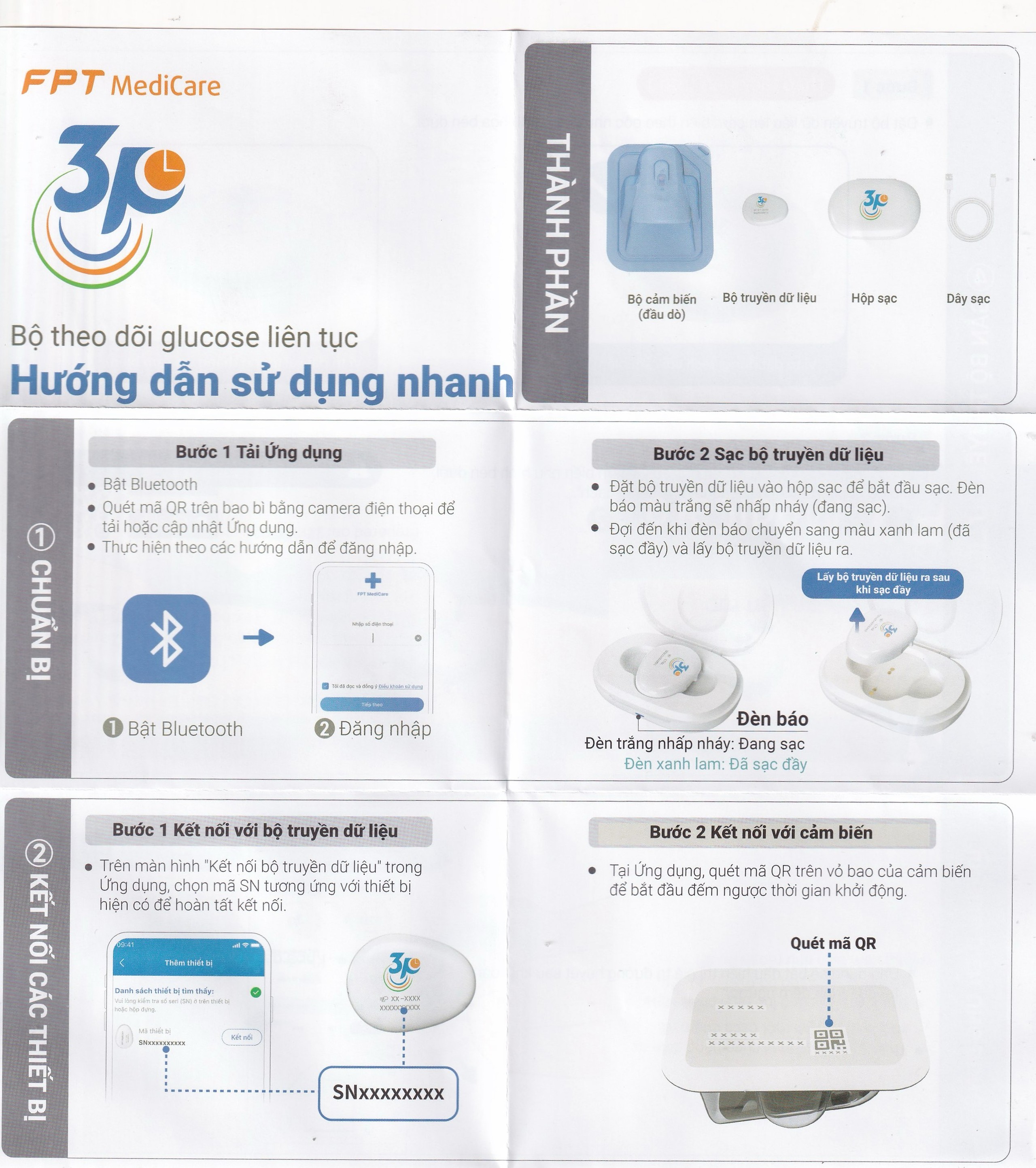 Bộ truyền dữ liệu máy đo đường huyết liên tục 3P dùng cho người bị tiểu đường