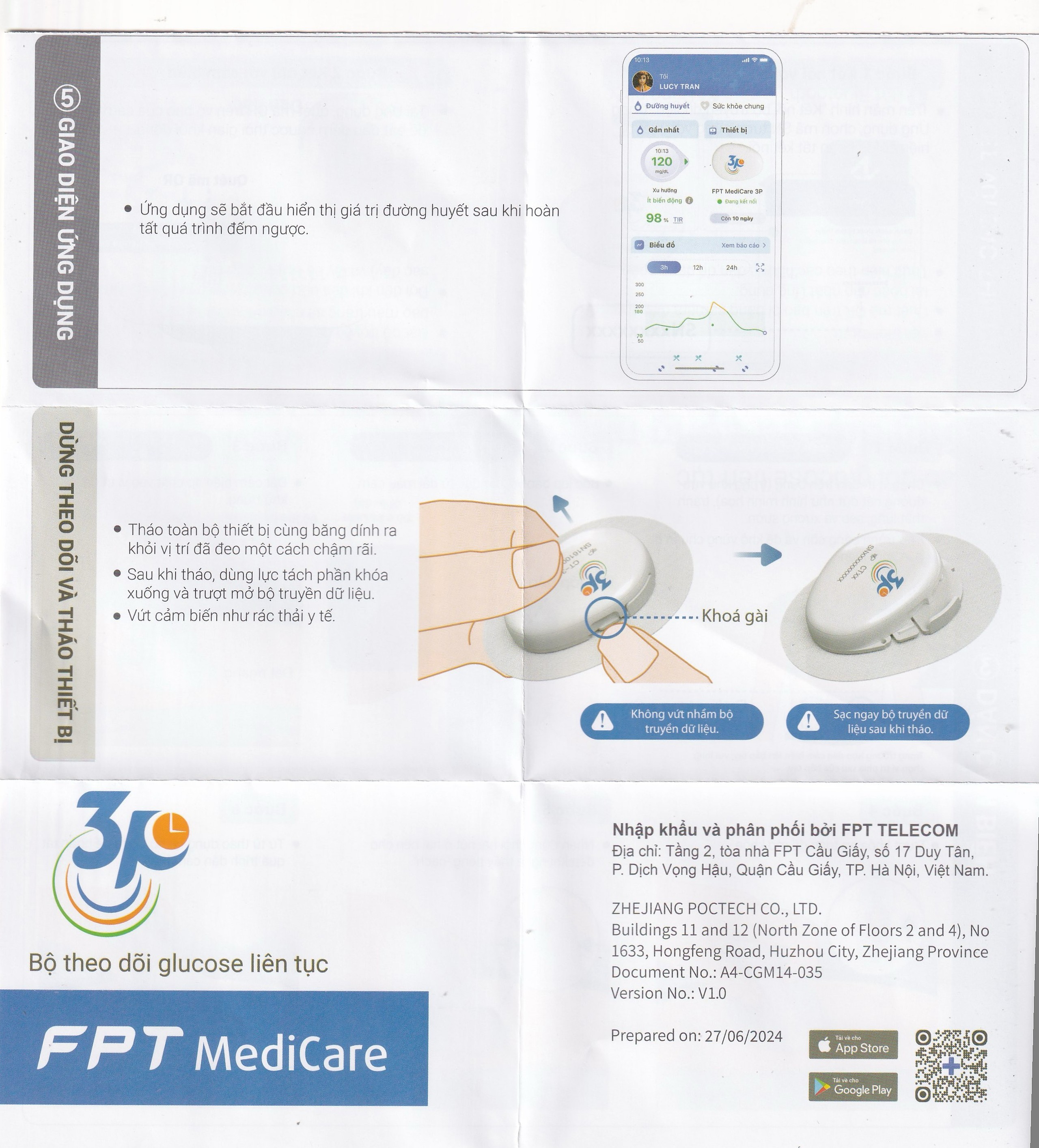 Bộ truyền dữ liệu máy đo đường huyết liên tục 3P dùng cho người bị tiểu đường