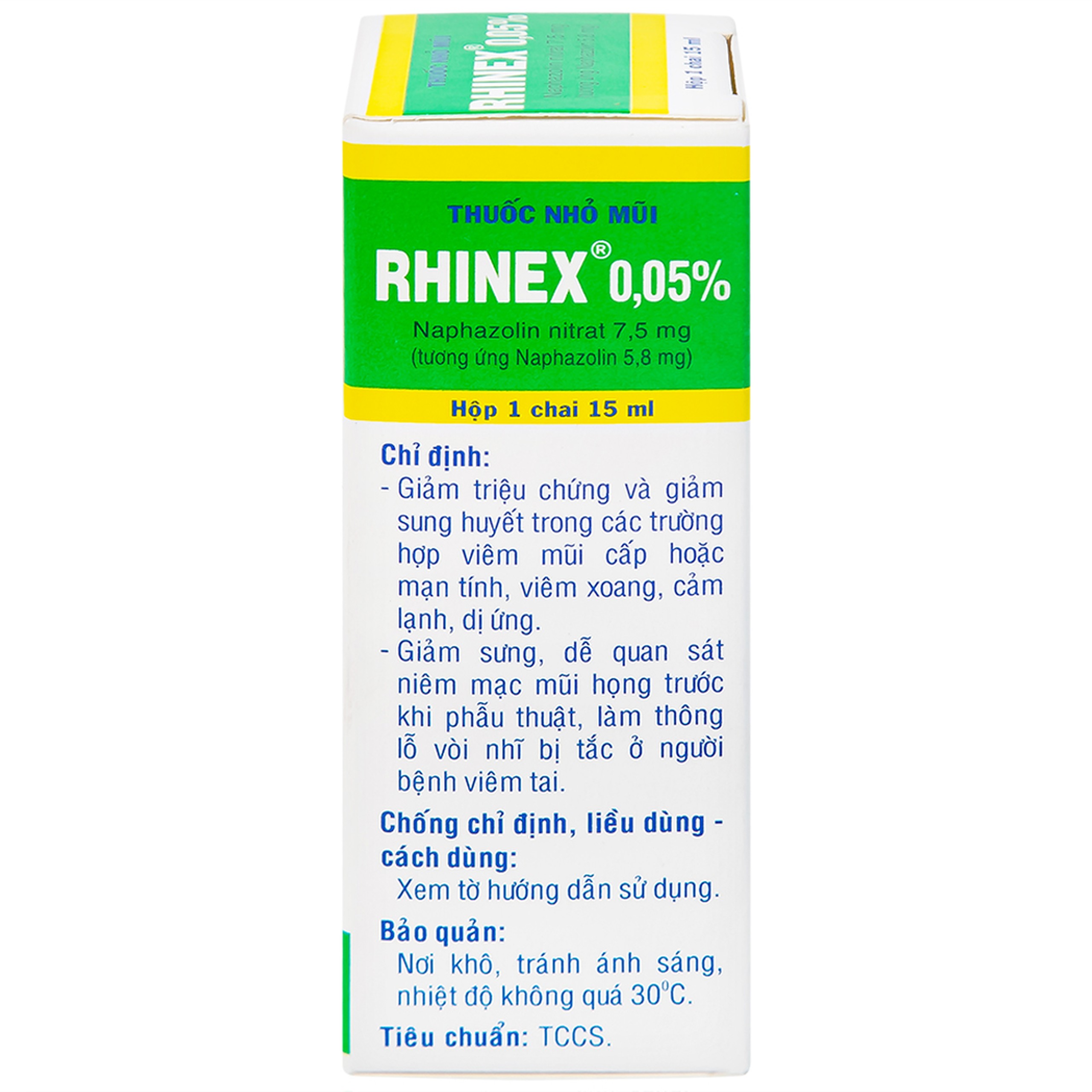 Thuốc nhỏ mũi Rhinex 0.05% Uphace giảm sung huyết, viêm xoang, viêm mũi dị ứng (15ml)